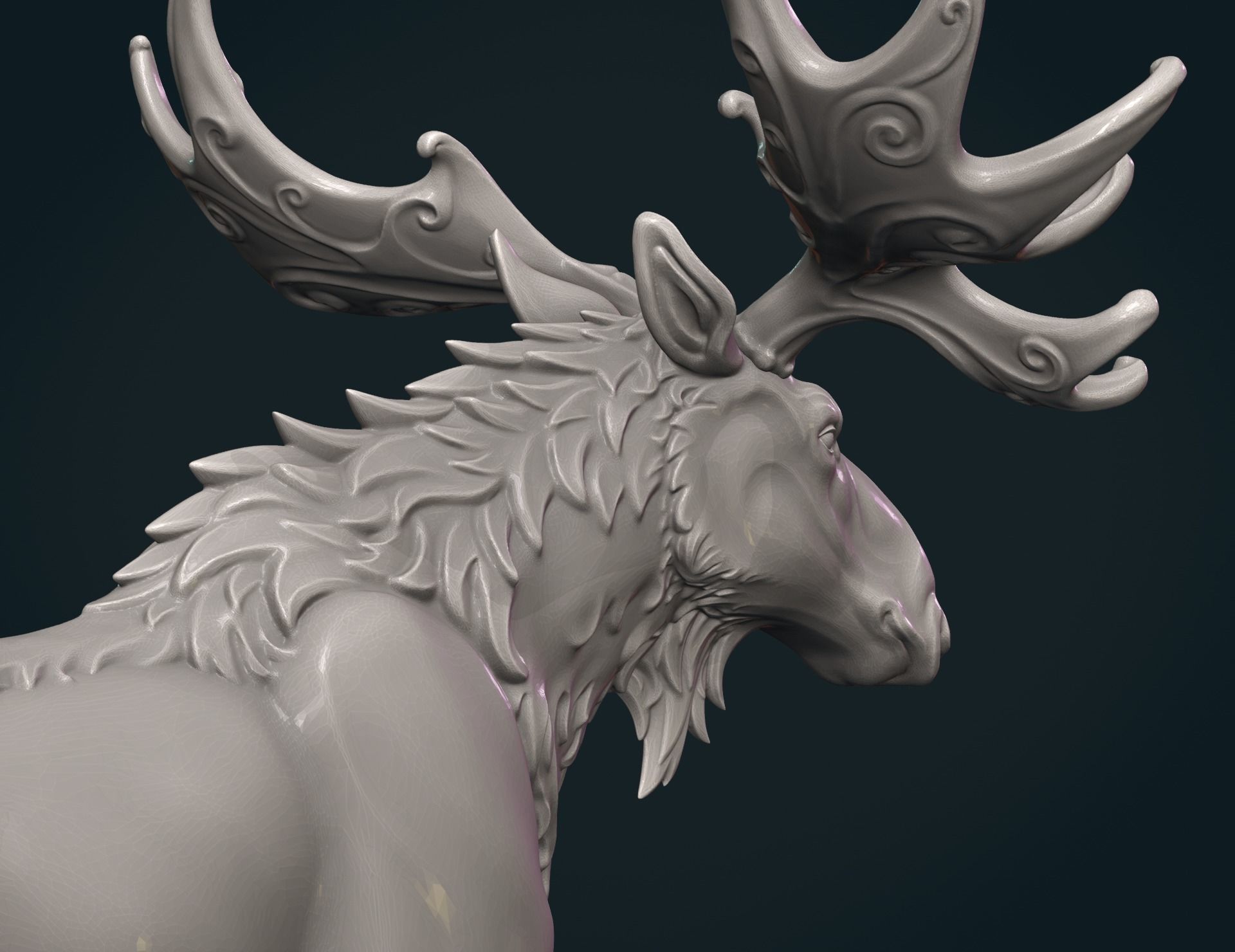 Moose sculpture 3D print model_12