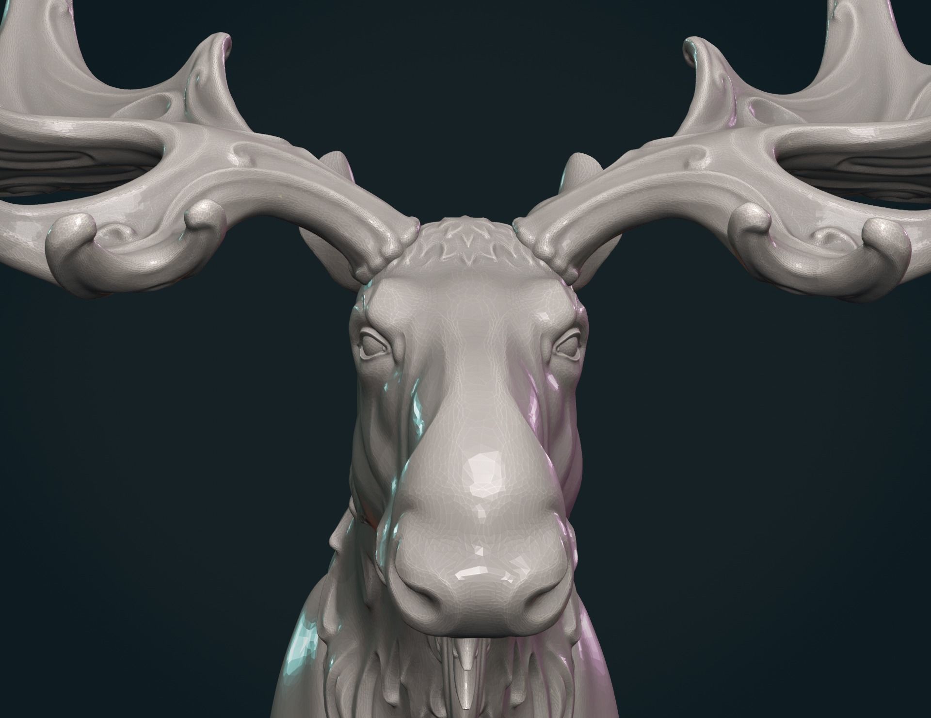 Moose sculpture 3D print model_10