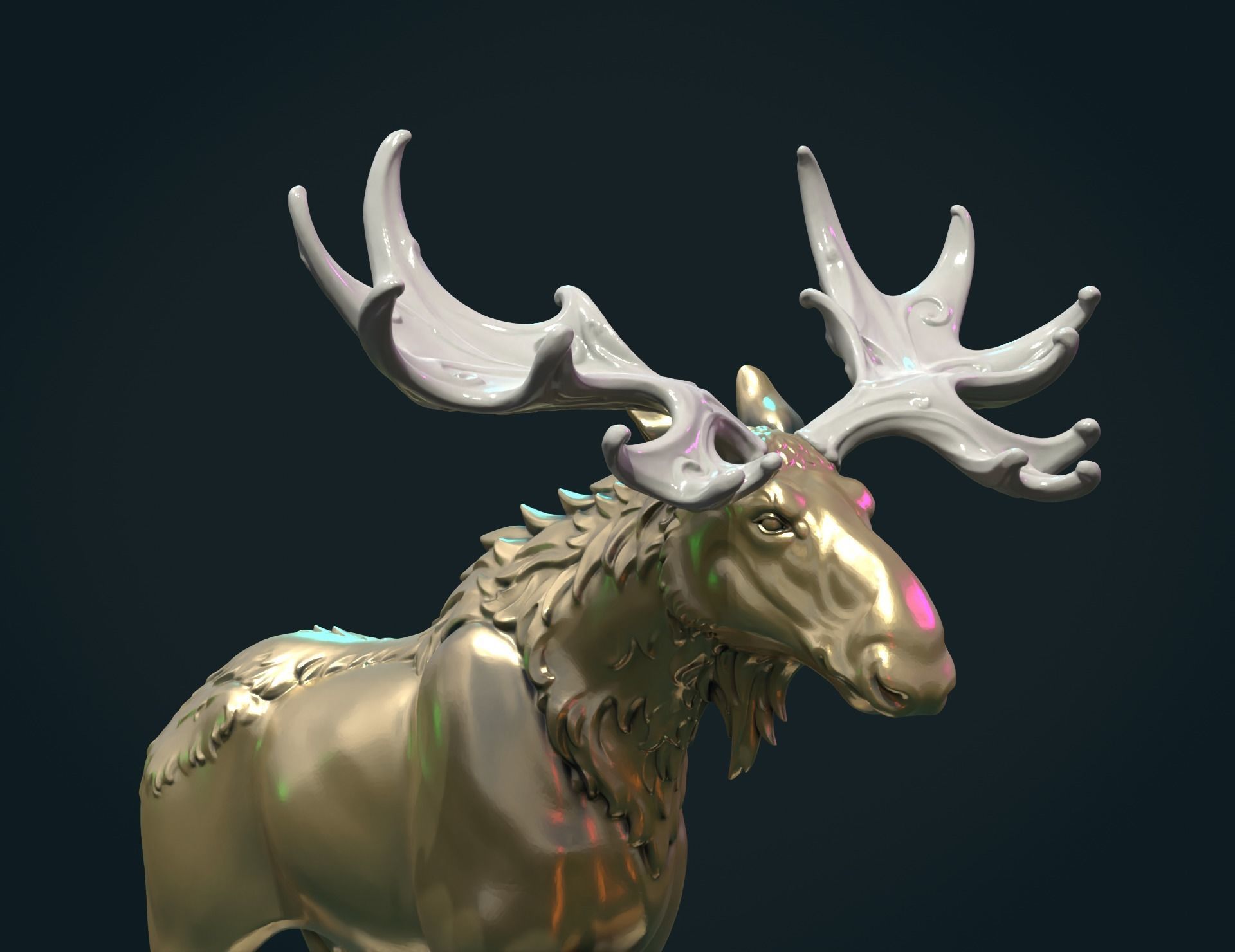 Moose sculpture 3D print model_4