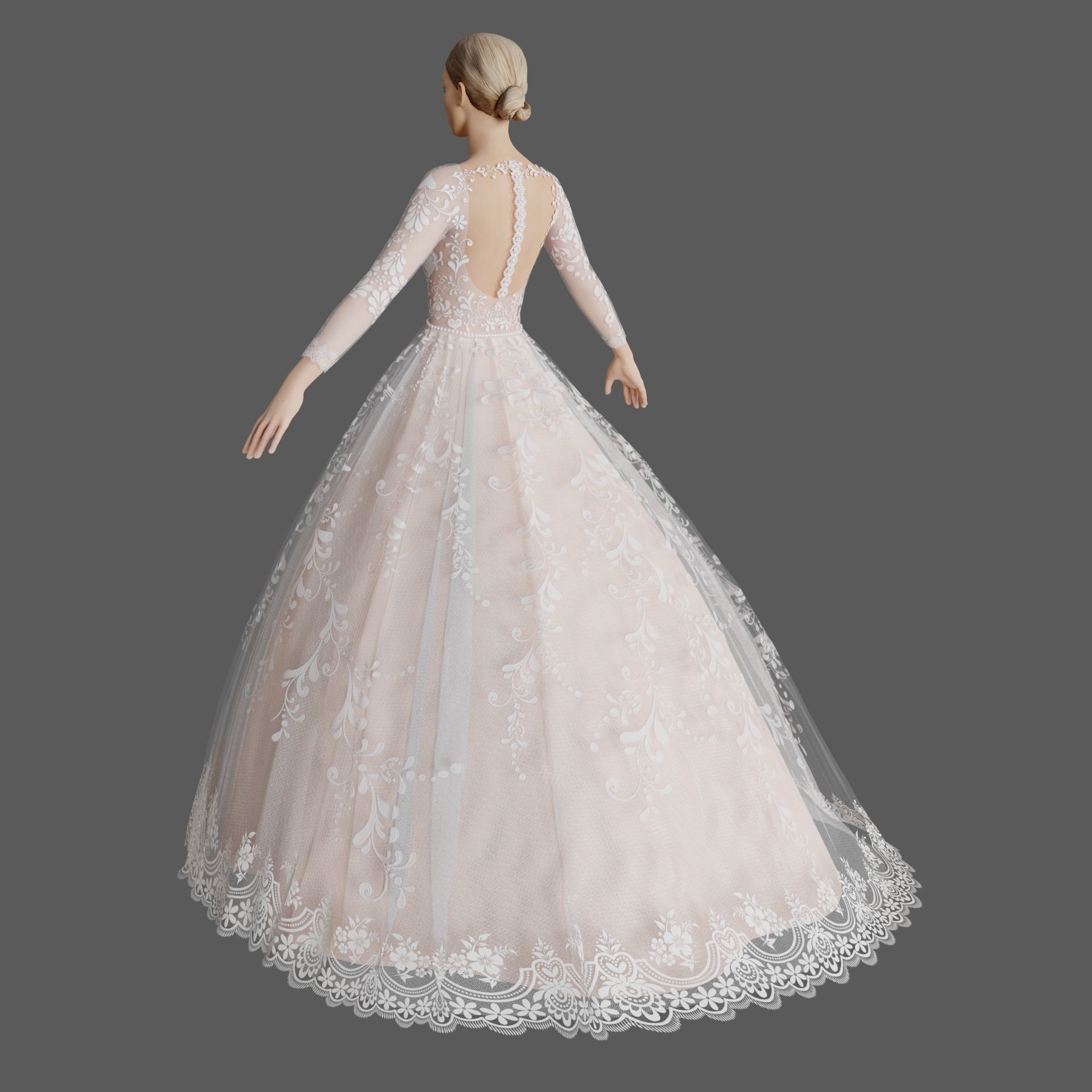 Wedding dress V1 3D model_9