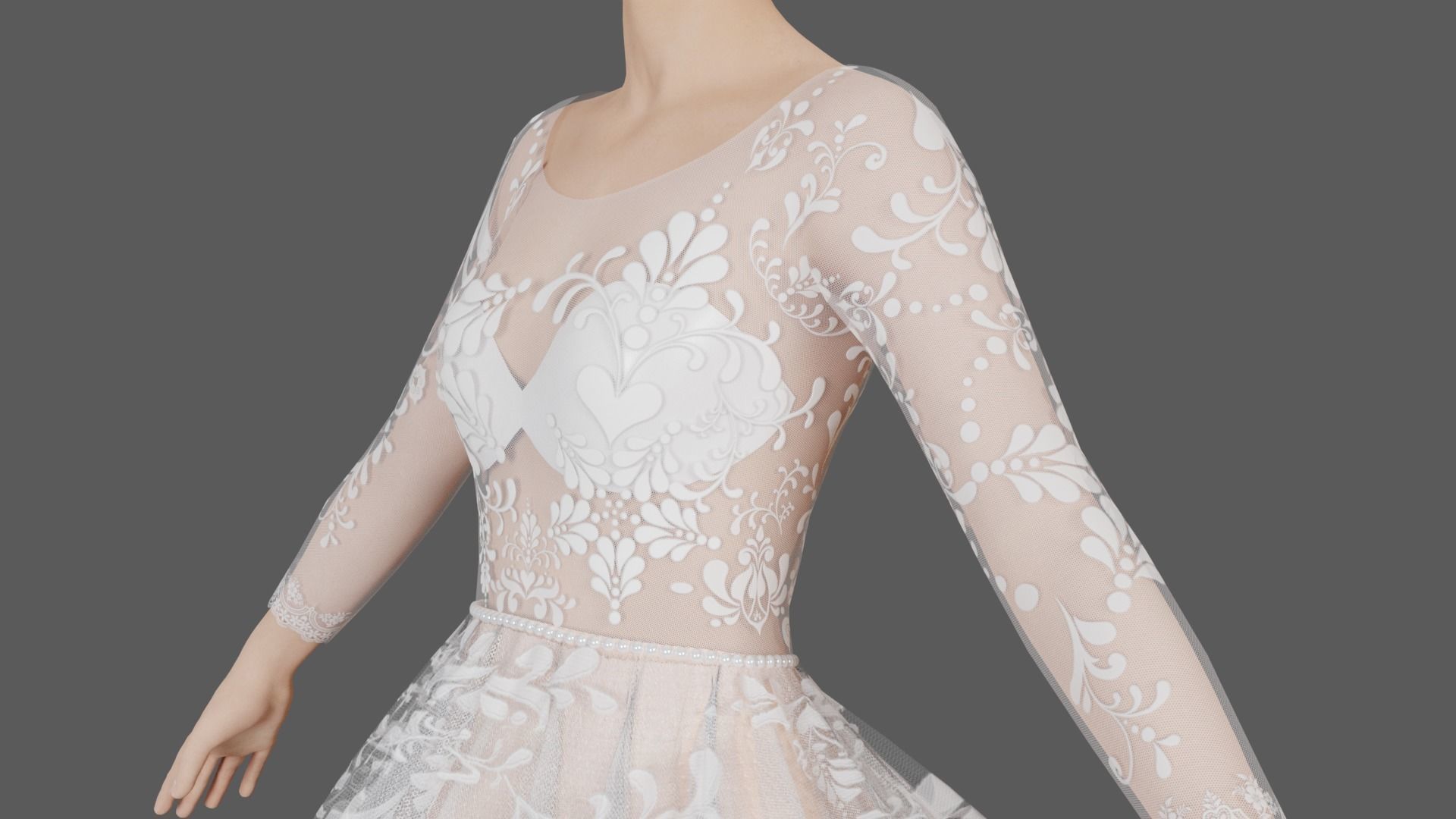 Wedding dress V1 3D model_16