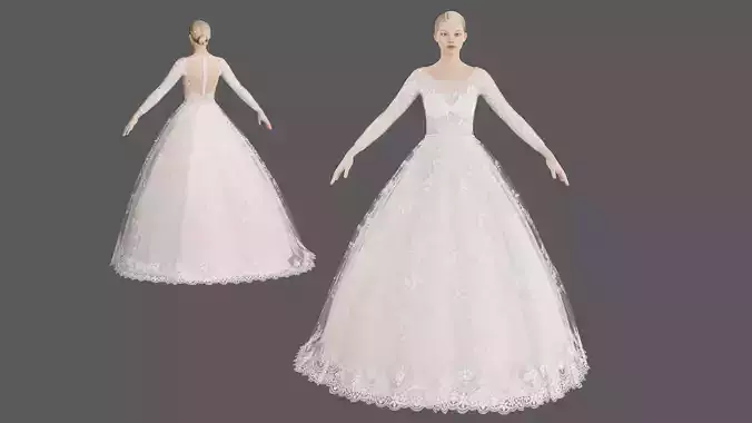 Wedding dress V1 3D model