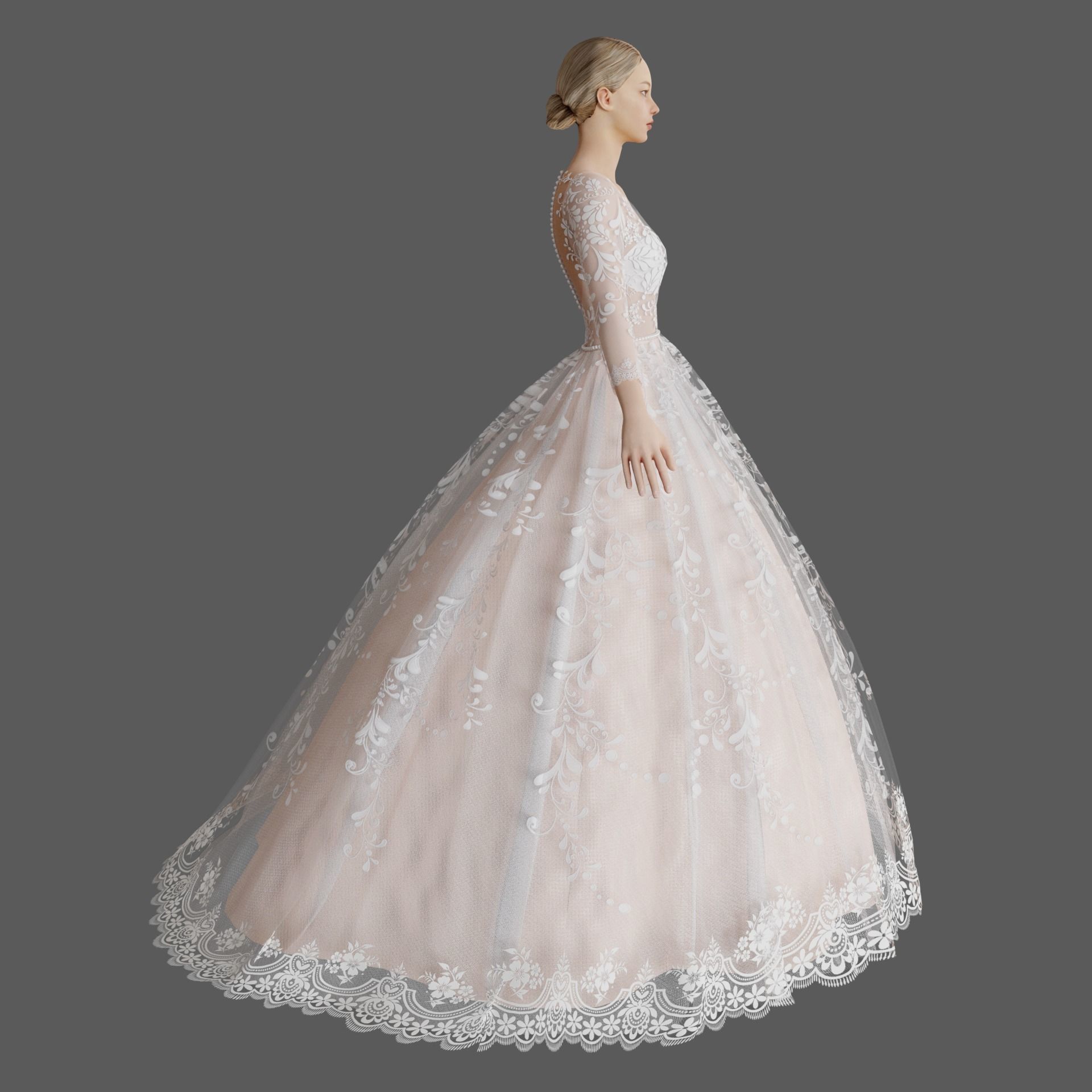 Wedding dress V1 3D model_6