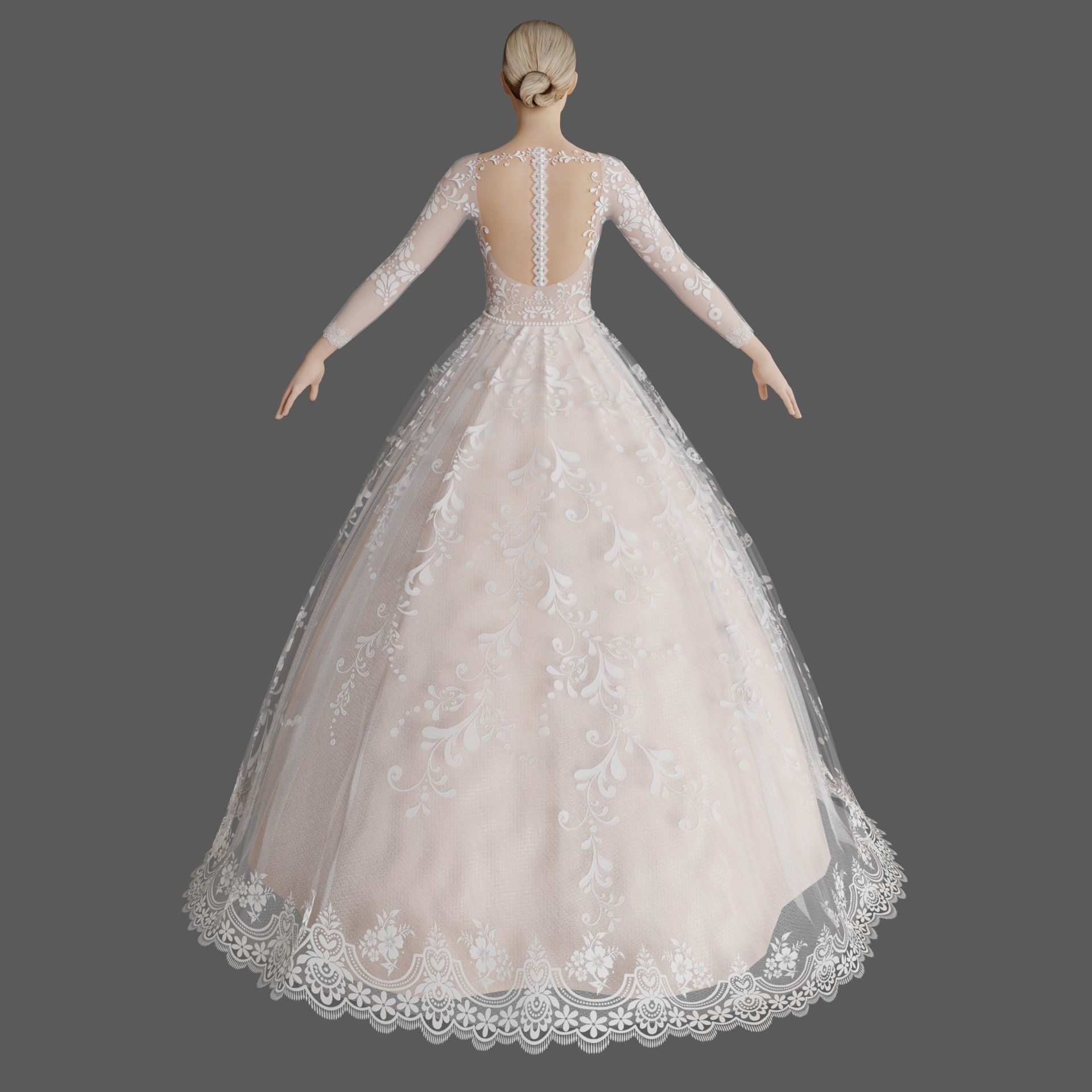 Wedding dress V1 3D model_8