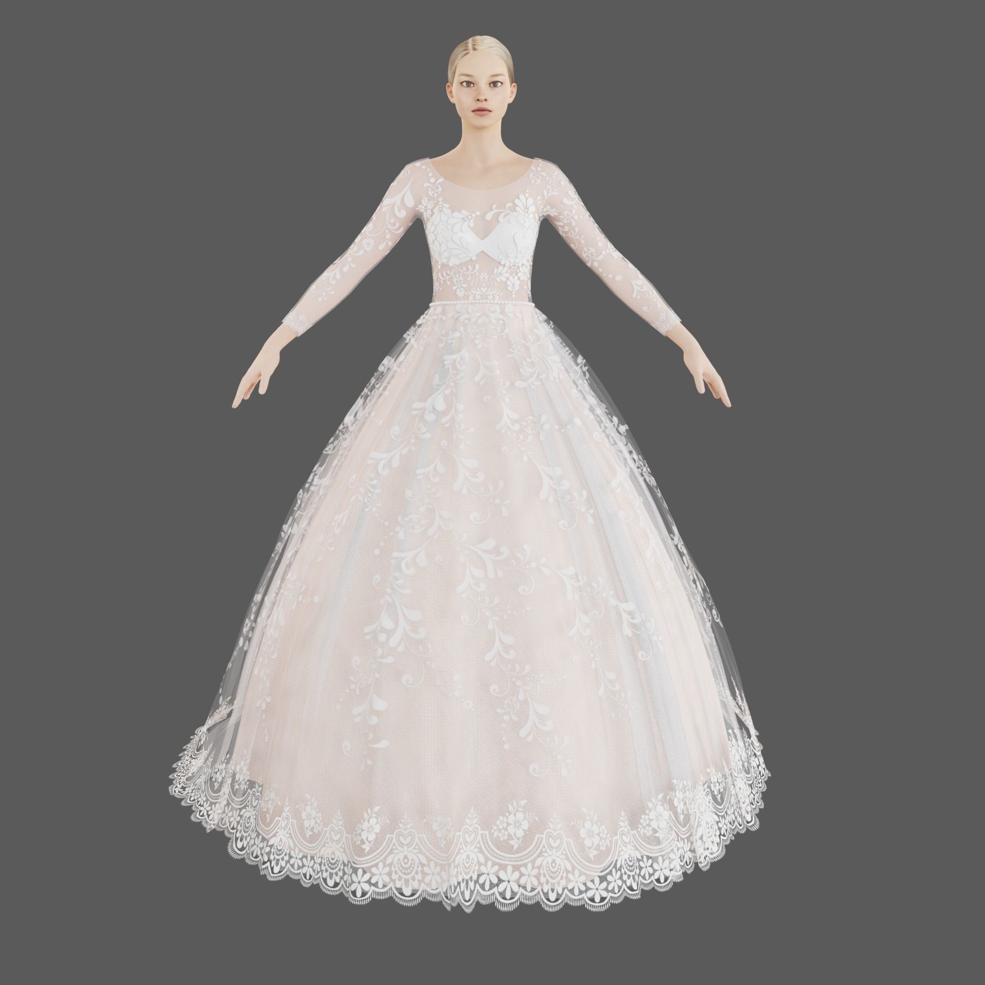 Wedding dress V1 3D model_4