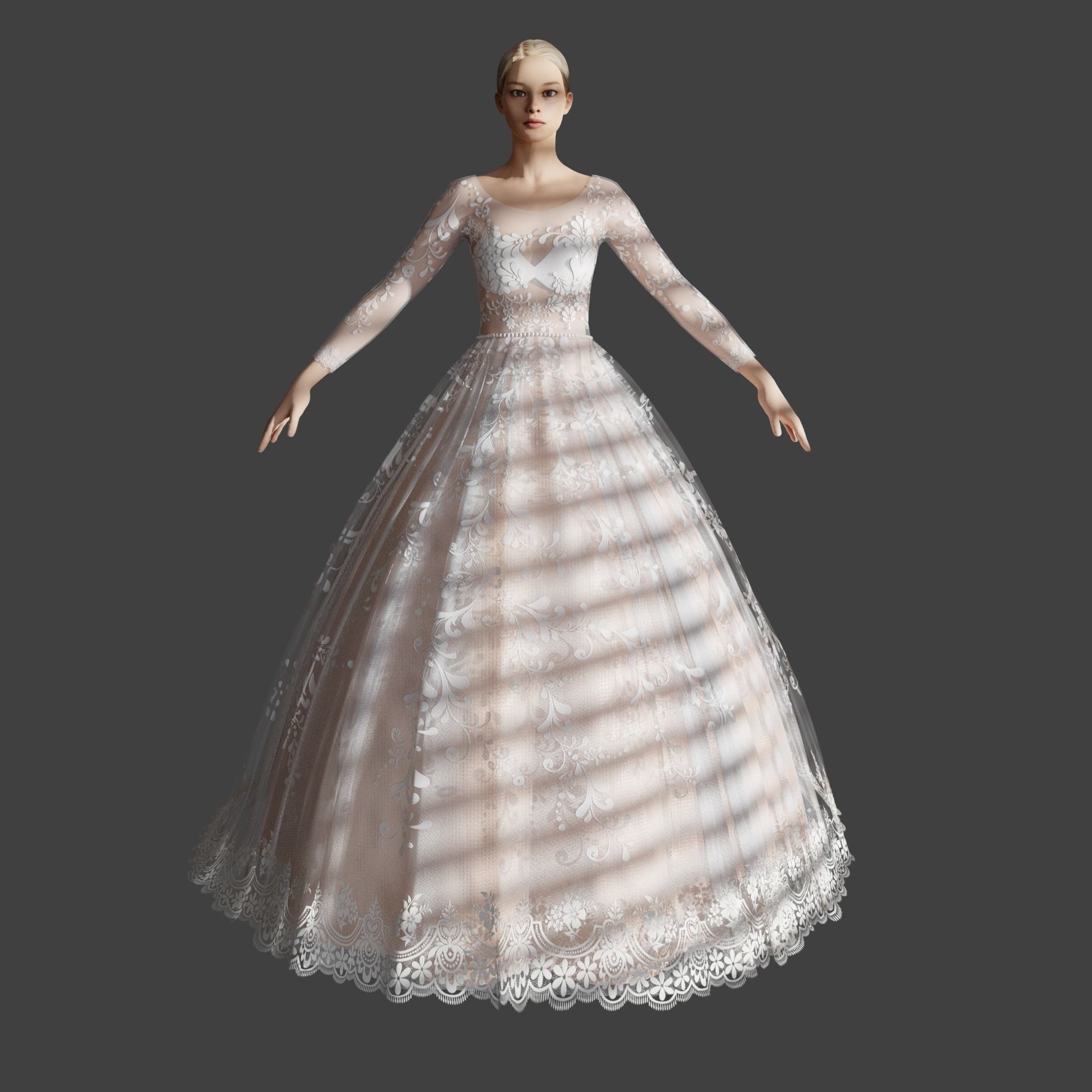 Wedding dress V1 3D model_2