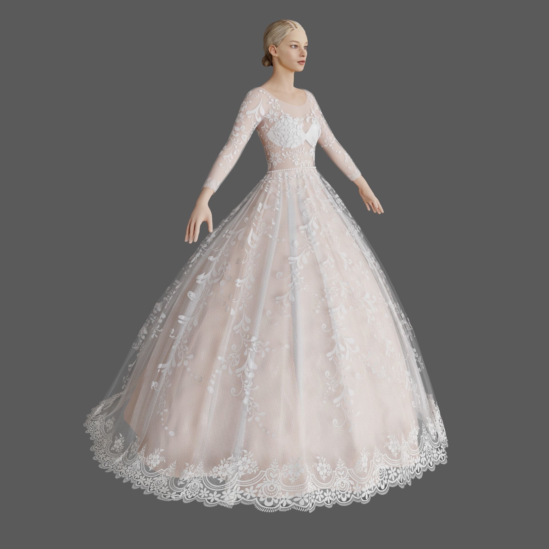 Wedding dress V1 3D model_5