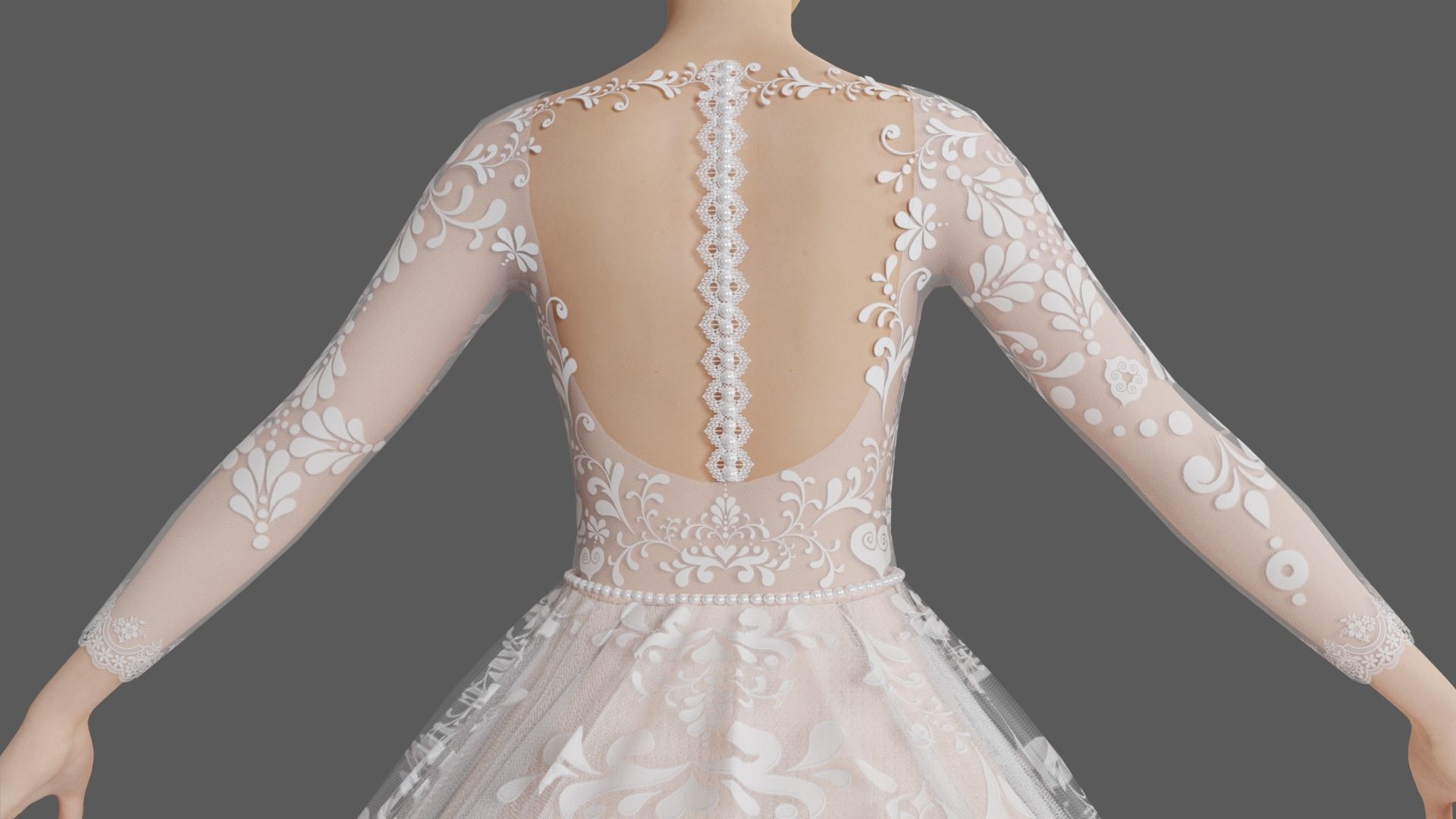 Wedding dress V1 3D model_15