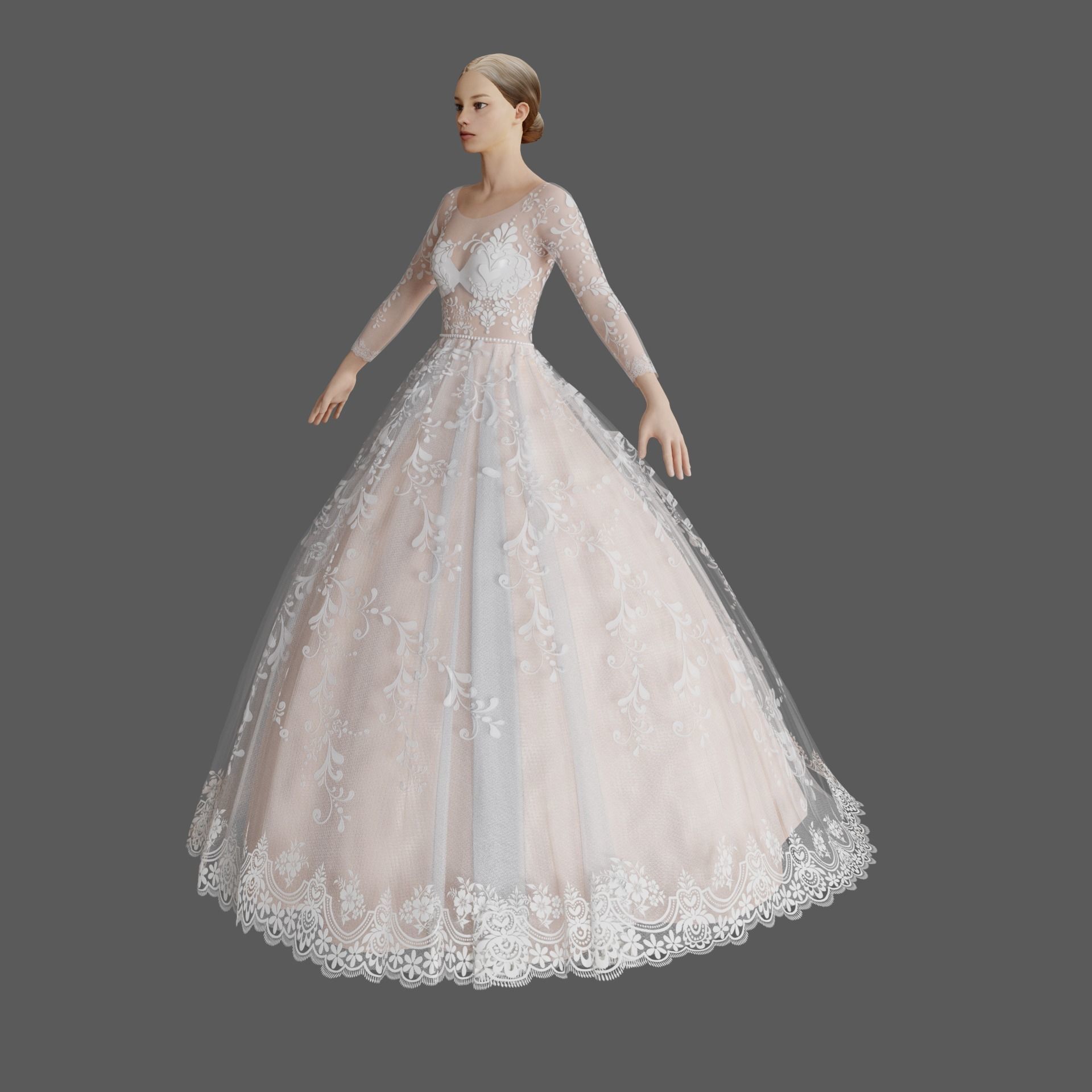 Wedding dress V1 3D model_11
