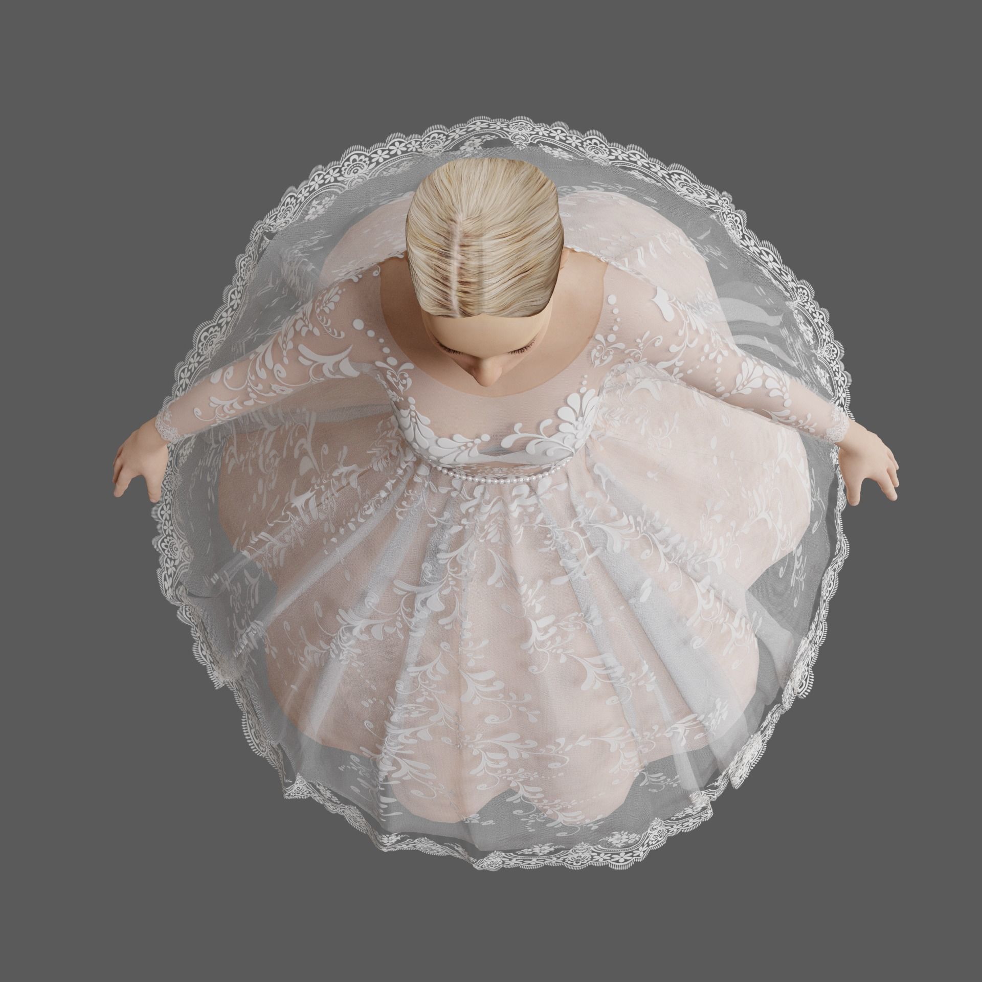 Wedding dress V1 3D model_12