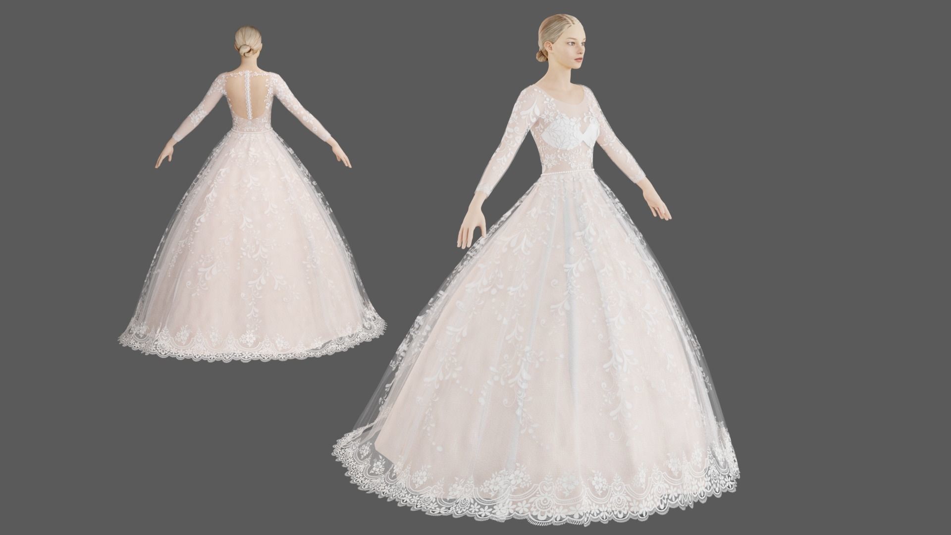Wedding dress V1 3D model_1