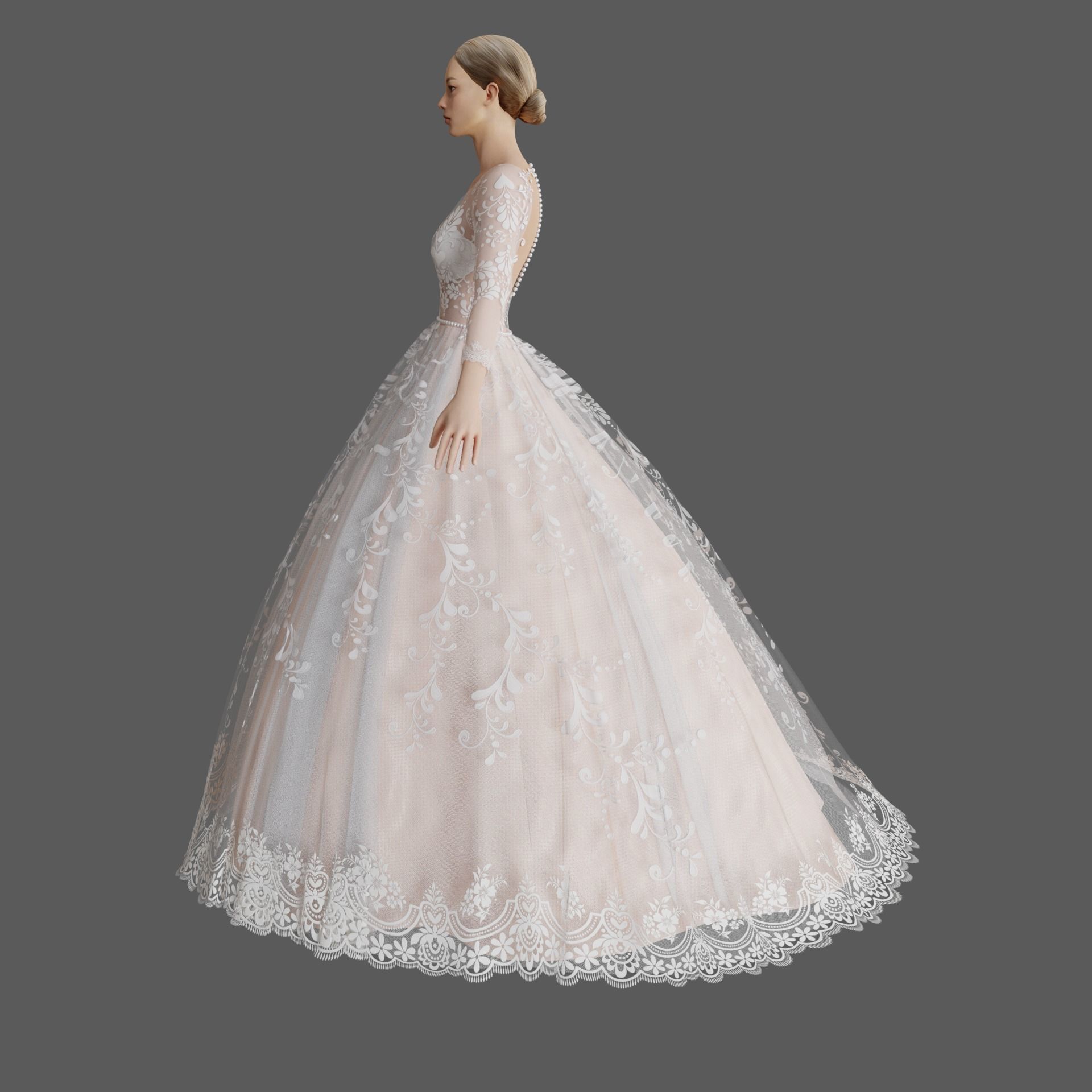 Wedding dress V1 3D model_10