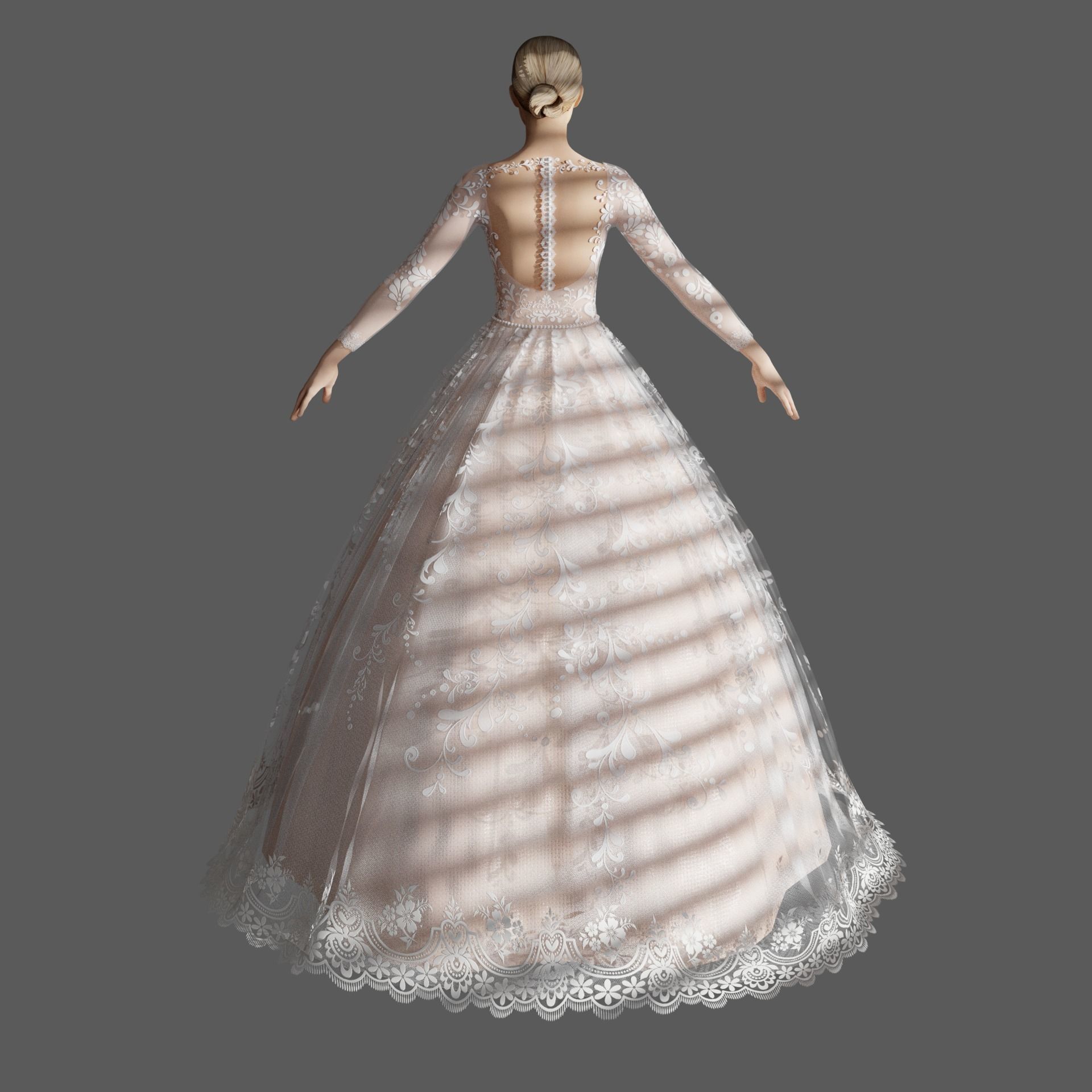 Wedding dress V1 3D model_3
