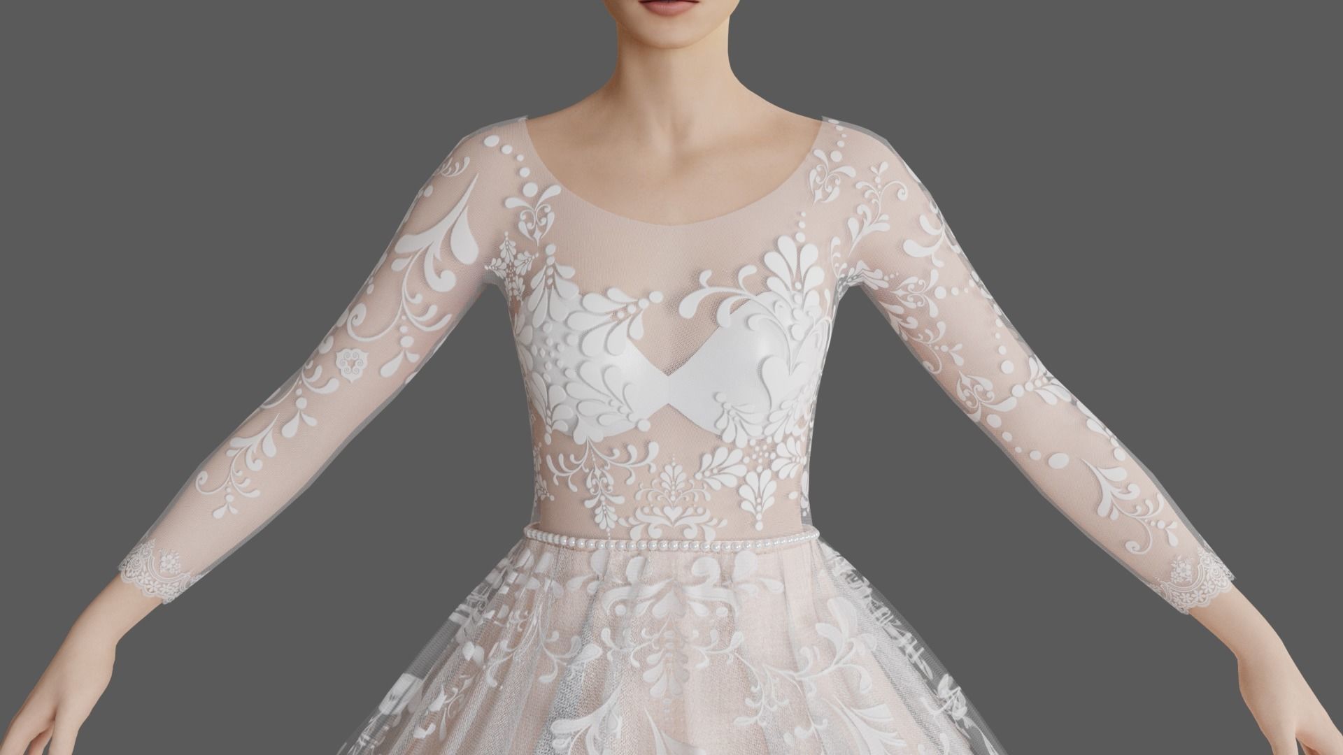 Wedding dress V1 3D model_13