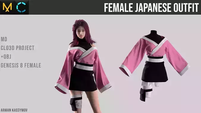 Female Japanese Outfit Marvelous Designer project