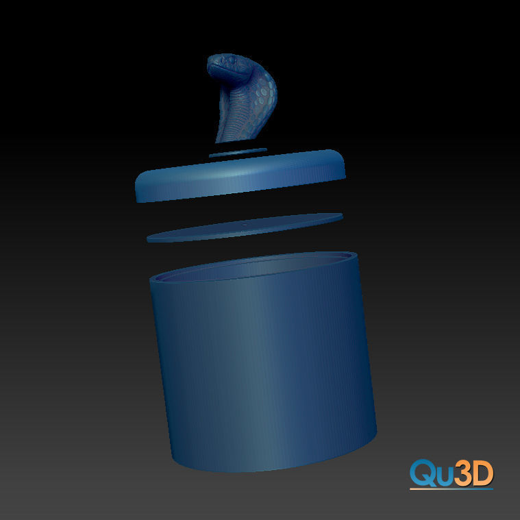 Can with the head of a cobra head as a knob 3D print model_2