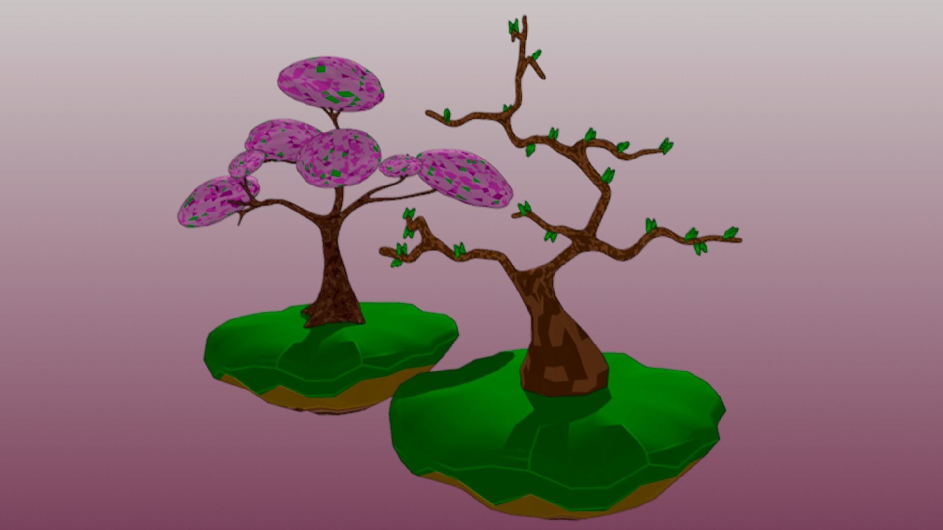 Lowpoly Trees collection Sakura tree Low-poly 3D model Low-poly 3D model_19