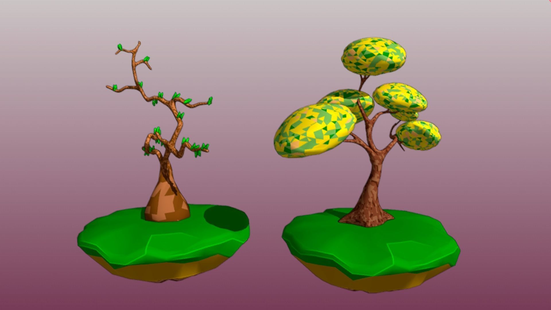 Lowpoly Trees collection Sakura tree Low-poly 3D model Low-poly 3D model_42