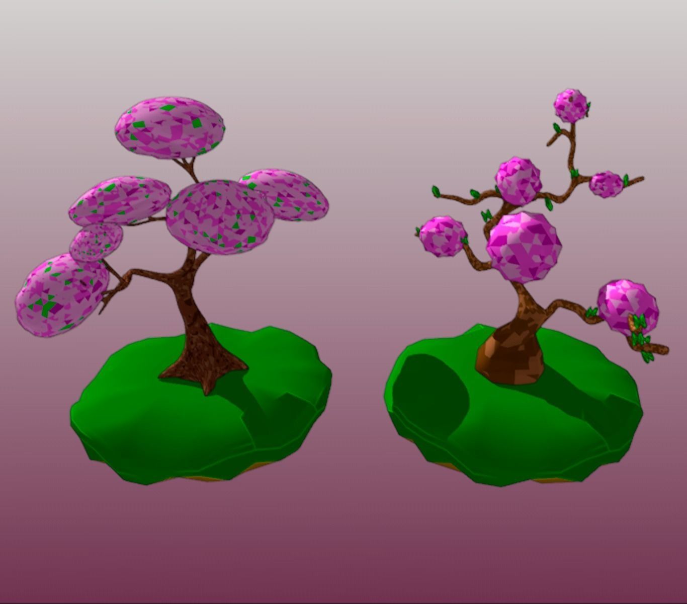 Lowpoly Trees collection Sakura tree Low-poly 3D model Low-poly 3D model_36