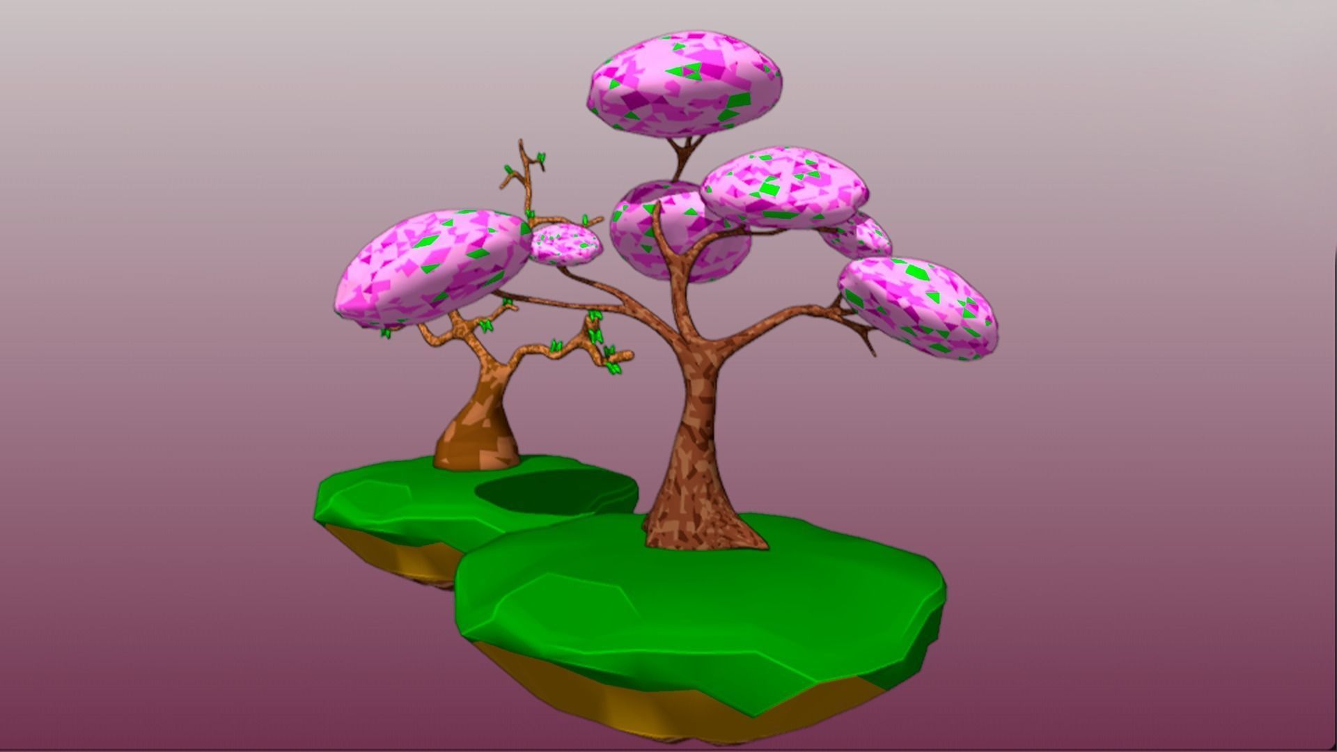 Lowpoly Trees collection Sakura tree Low-poly 3D model Low-poly 3D model_38