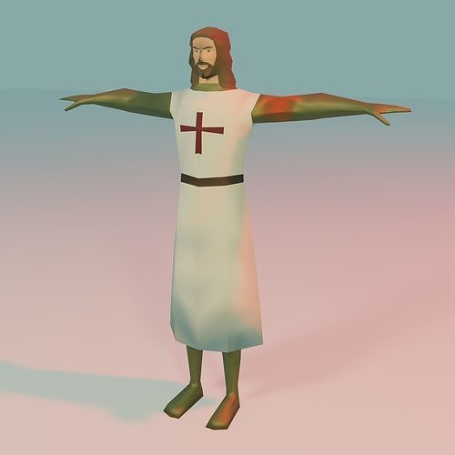 Lowpoly Knight Guy of Lusignan with Sword and Sheath Low-poly 3D model