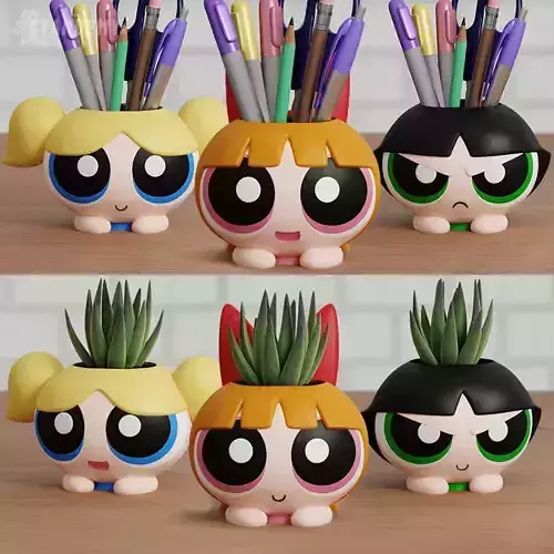 POWERPUFF GIRLS PLANTER PENCIL PEN HOLDER CARTOON