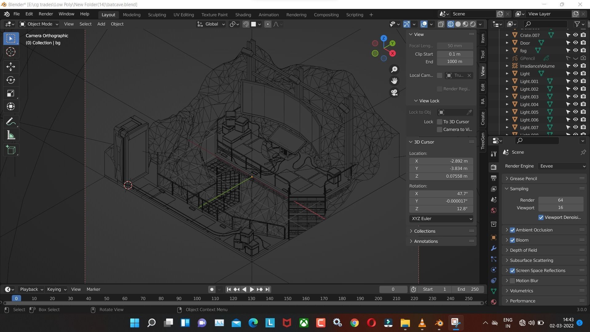 batcave low poly model render in render Low-poly 3D model_3