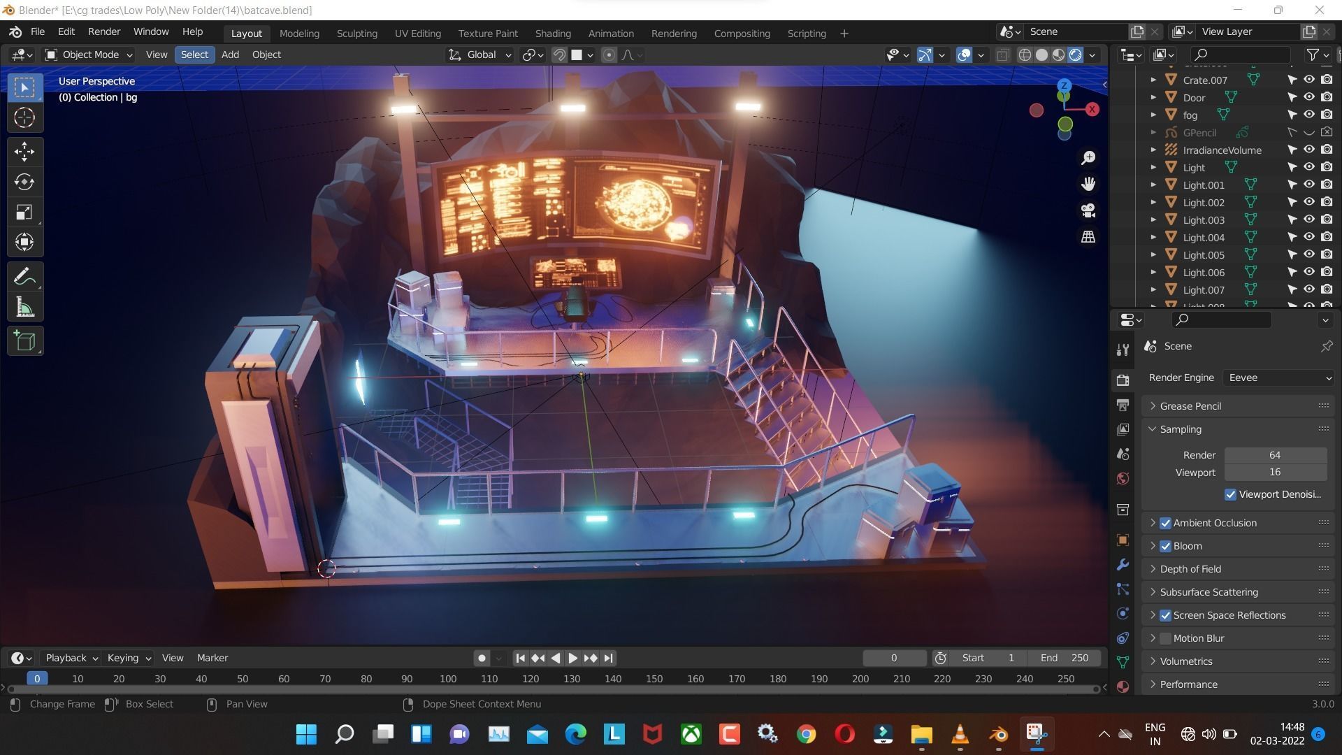 batcave low poly model render in render Low-poly 3D model_8