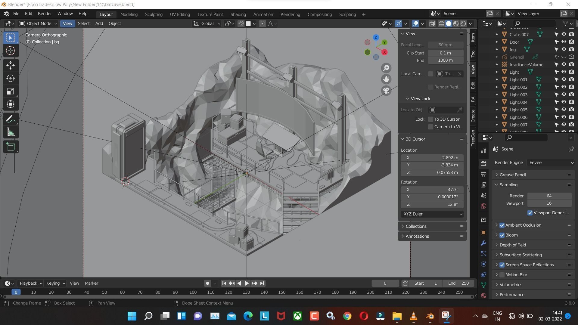 batcave low poly model render in render Low-poly 3D model_2