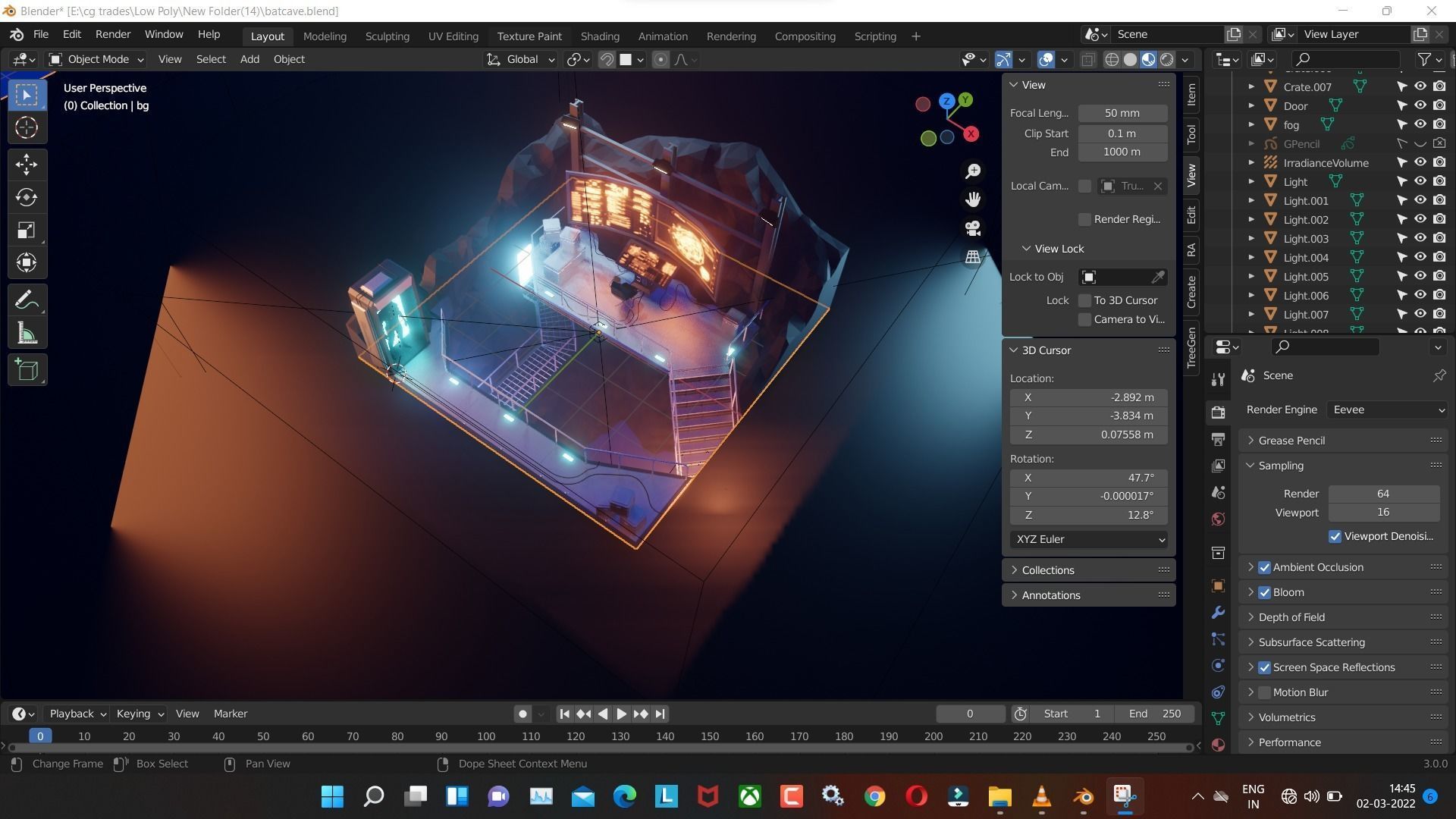 batcave low poly model render in render Low-poly 3D model_5