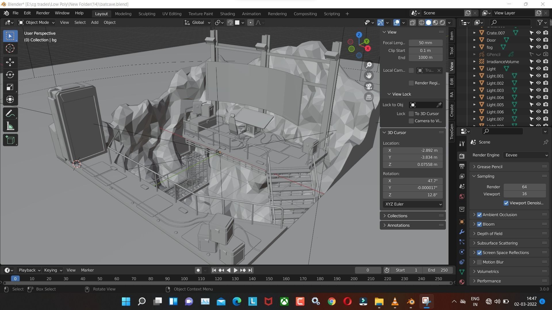 batcave low poly model render in render Low-poly 3D model_7