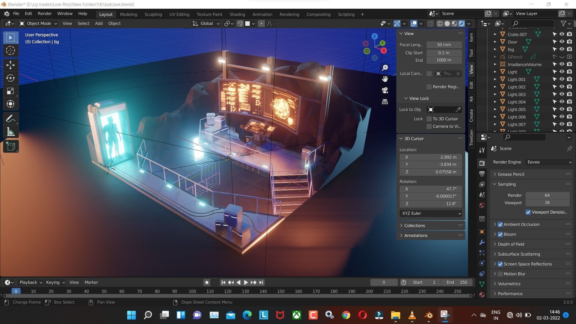 batcave low poly model render in render Low-poly 3D model_6