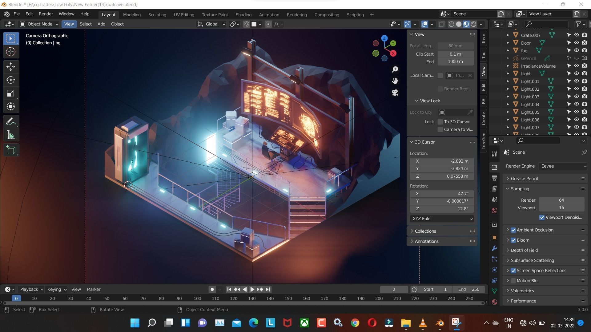 batcave low poly model render in render Low-poly 3D model_1