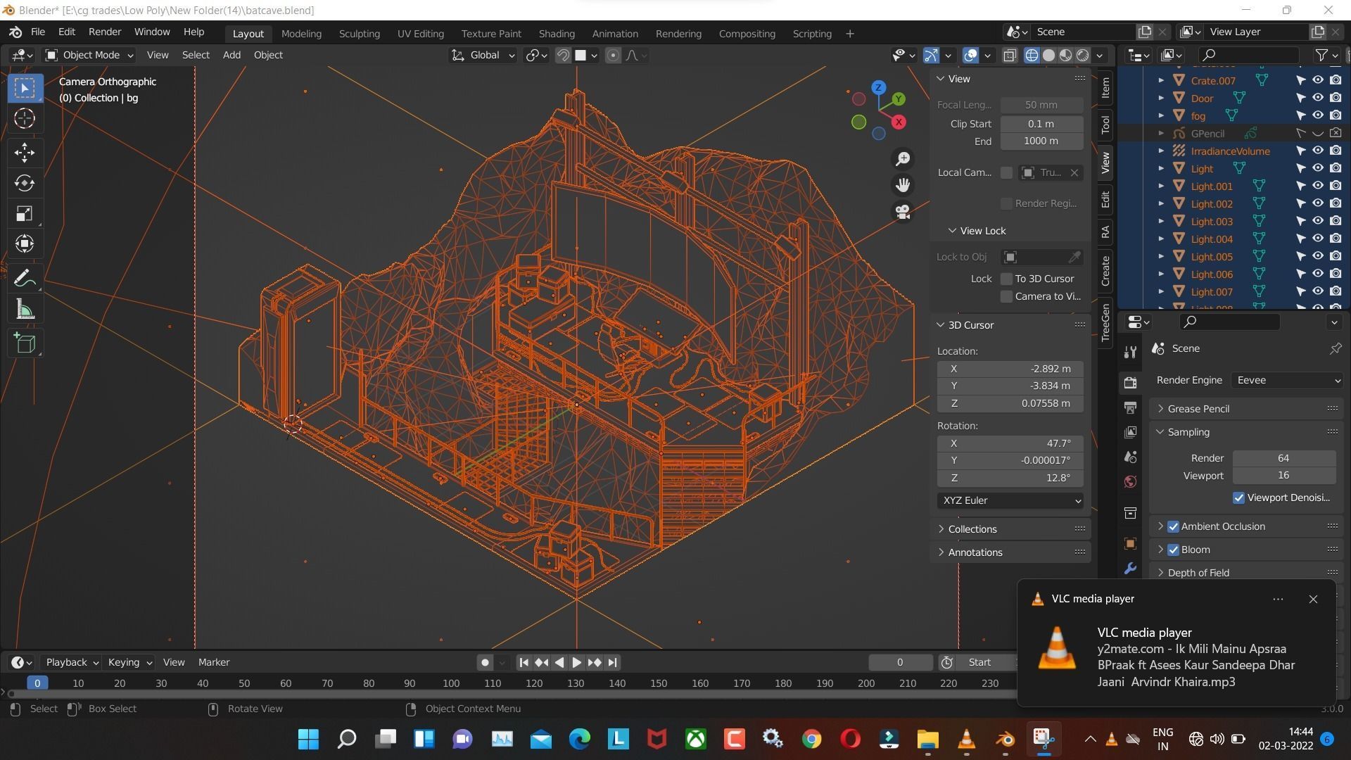 batcave low poly model render in render Low-poly 3D model_4
