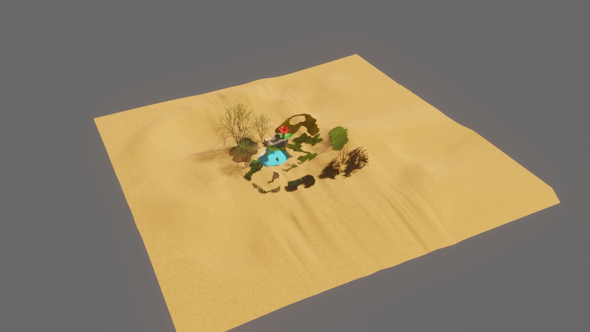 DESERT AND LOTUS SHORT ANIMATION Low-poly 3D model_9