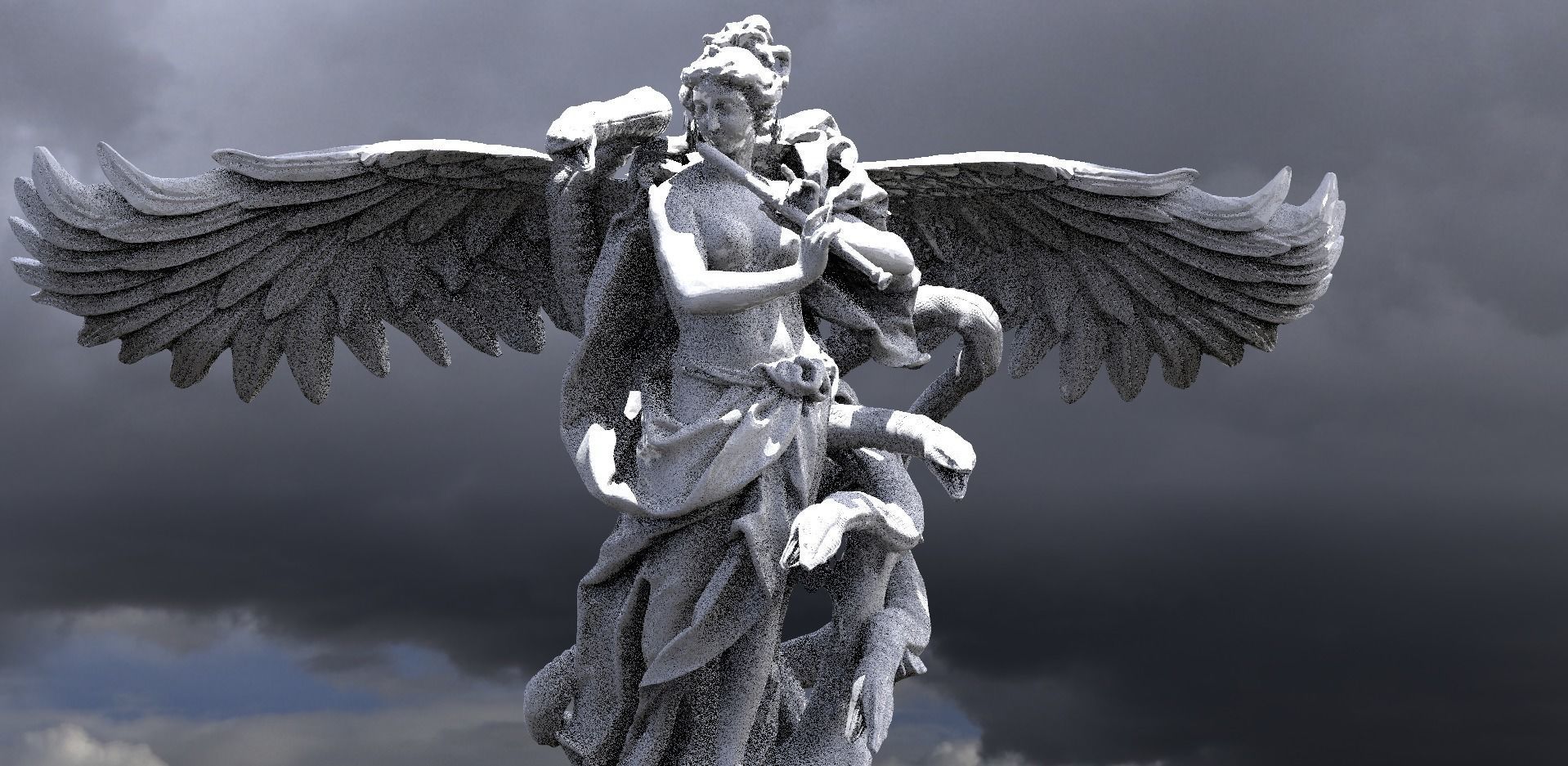 Angelic Statue Dark 2  3D model_2