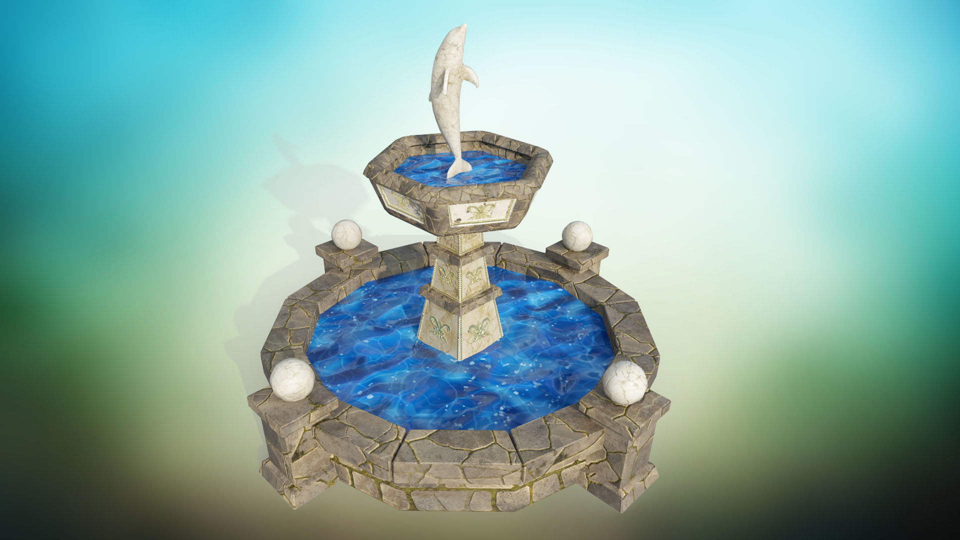 ancient fountain PBR low-poly 3D model  Low-poly 3D model_4