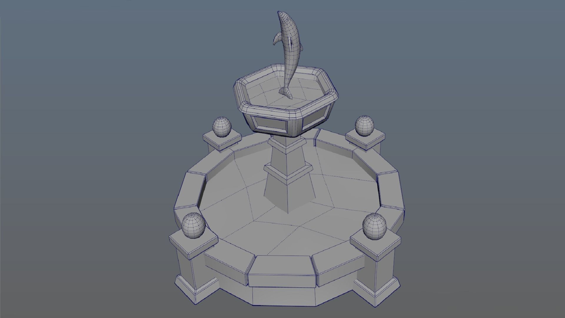 ancient fountain PBR low-poly 3D model  Low-poly 3D model_6