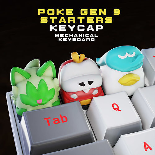 Poke Gen 9 starters - Keycaps Collection - Mechanical keyboard 3D print model