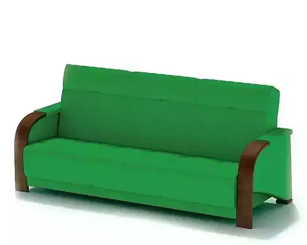 Modern Green Couch With Wooden Rails
