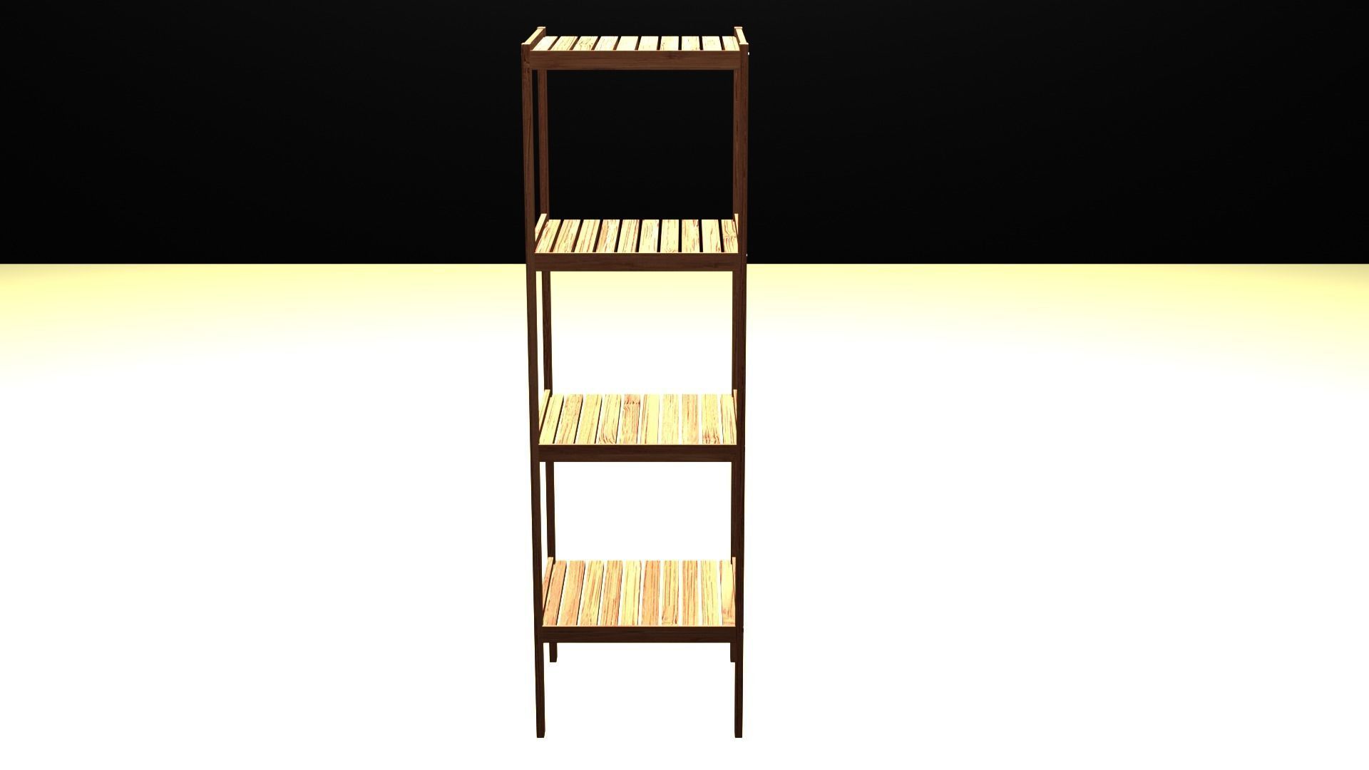 Bamboo 4 Tier Shelf 3D model_1