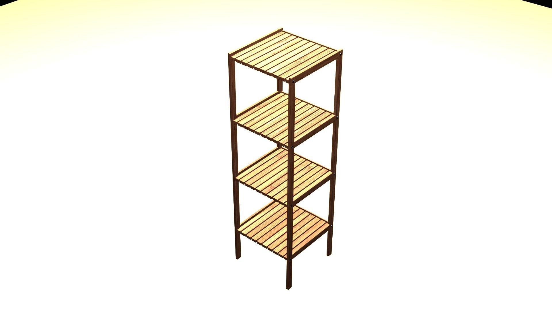 Bamboo 4 Tier Shelf 3D model_4
