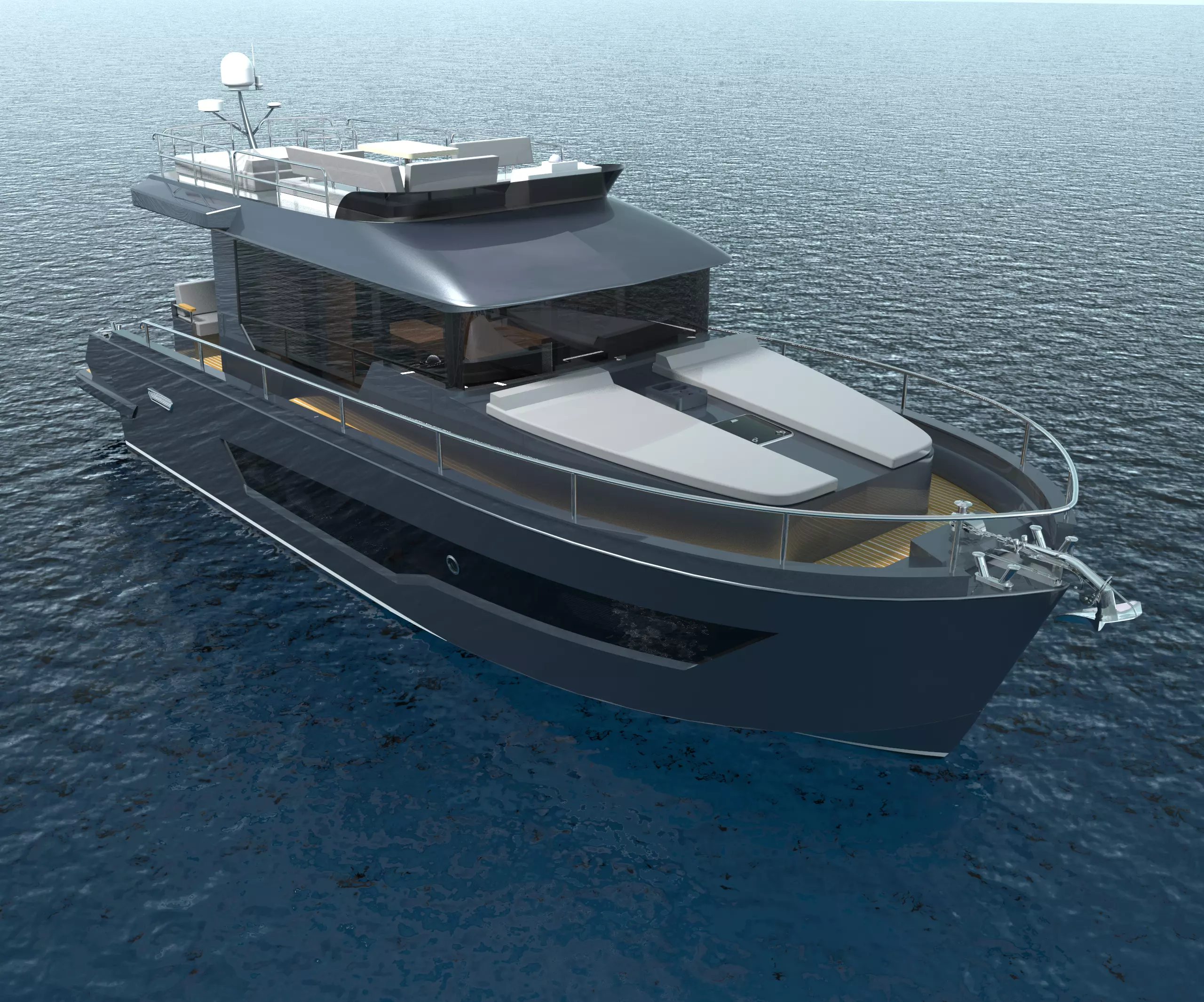 14 m Trawler Motor yacht 3D model_0