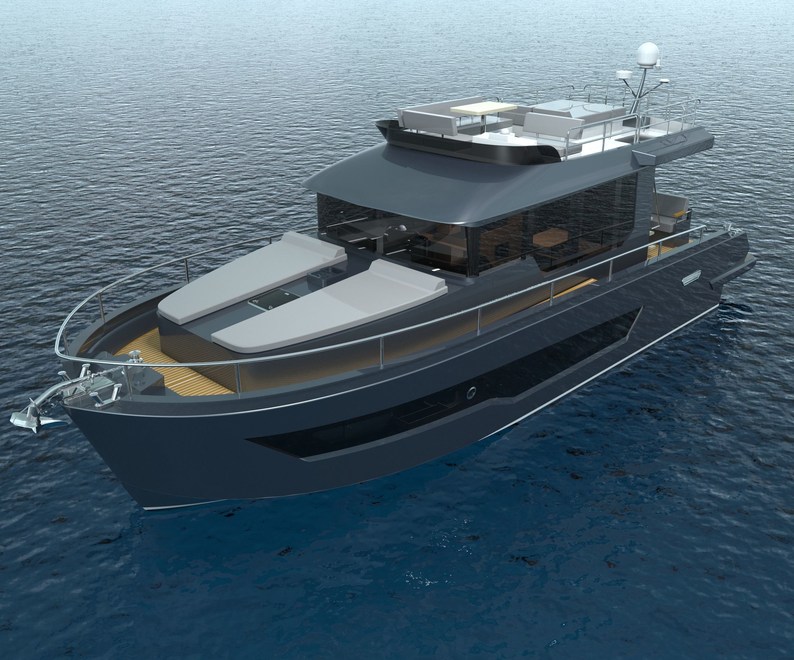 14 m Trawler Motor yacht 3D model_2
