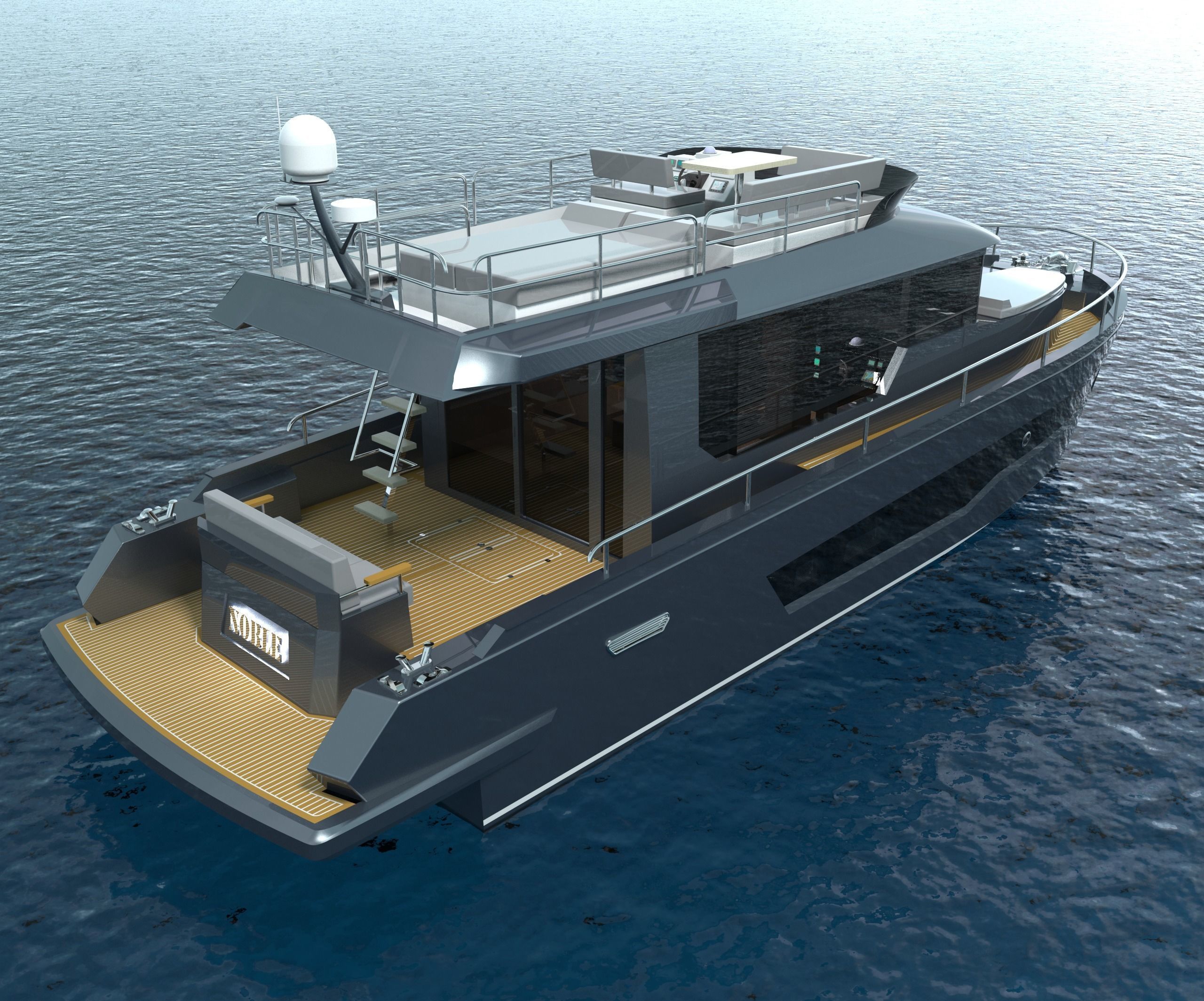 14 m Trawler Motor yacht 3D model_1