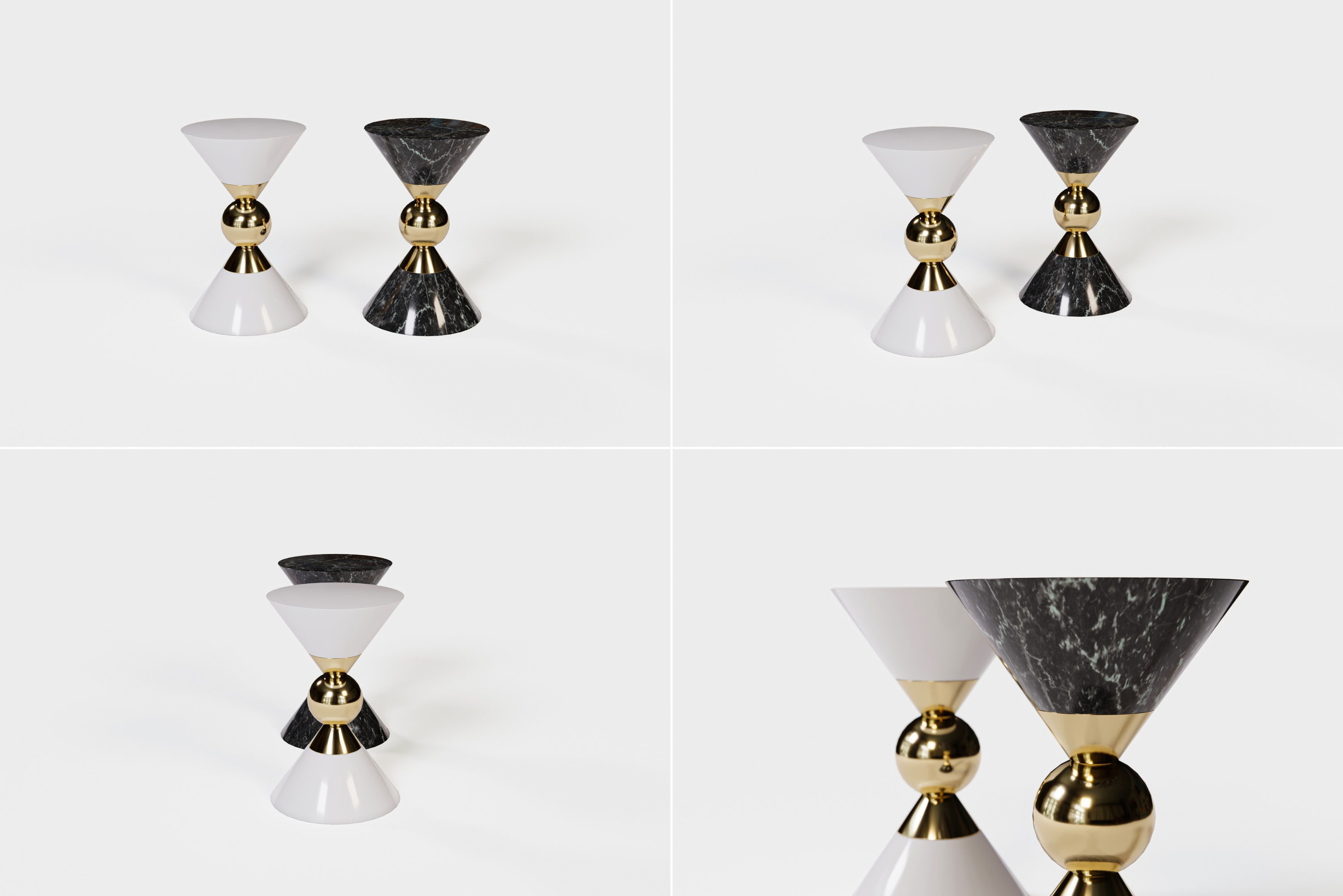 Tables person - side table gold Low-poly 3D model_1