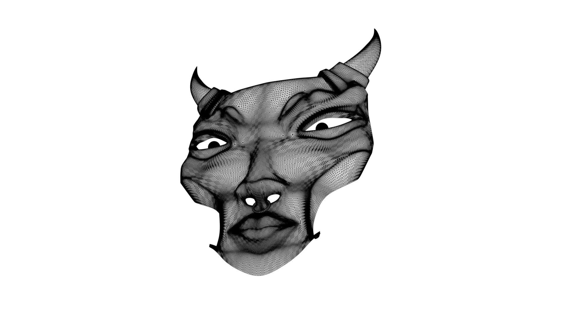 japanese yokai mask 2 Low-poly 3D model_17