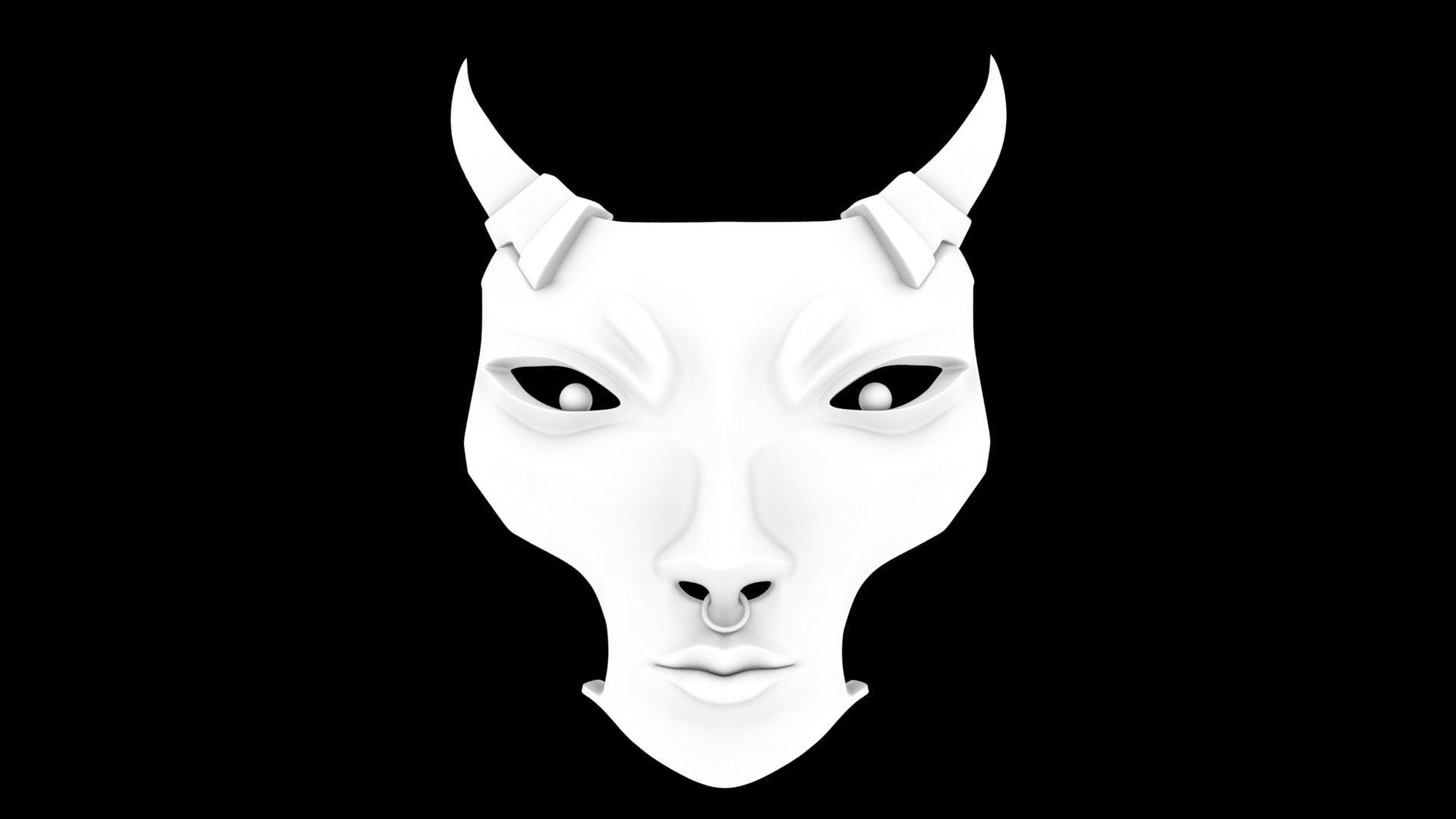 japanese yokai mask 2 Low-poly 3D model_9
