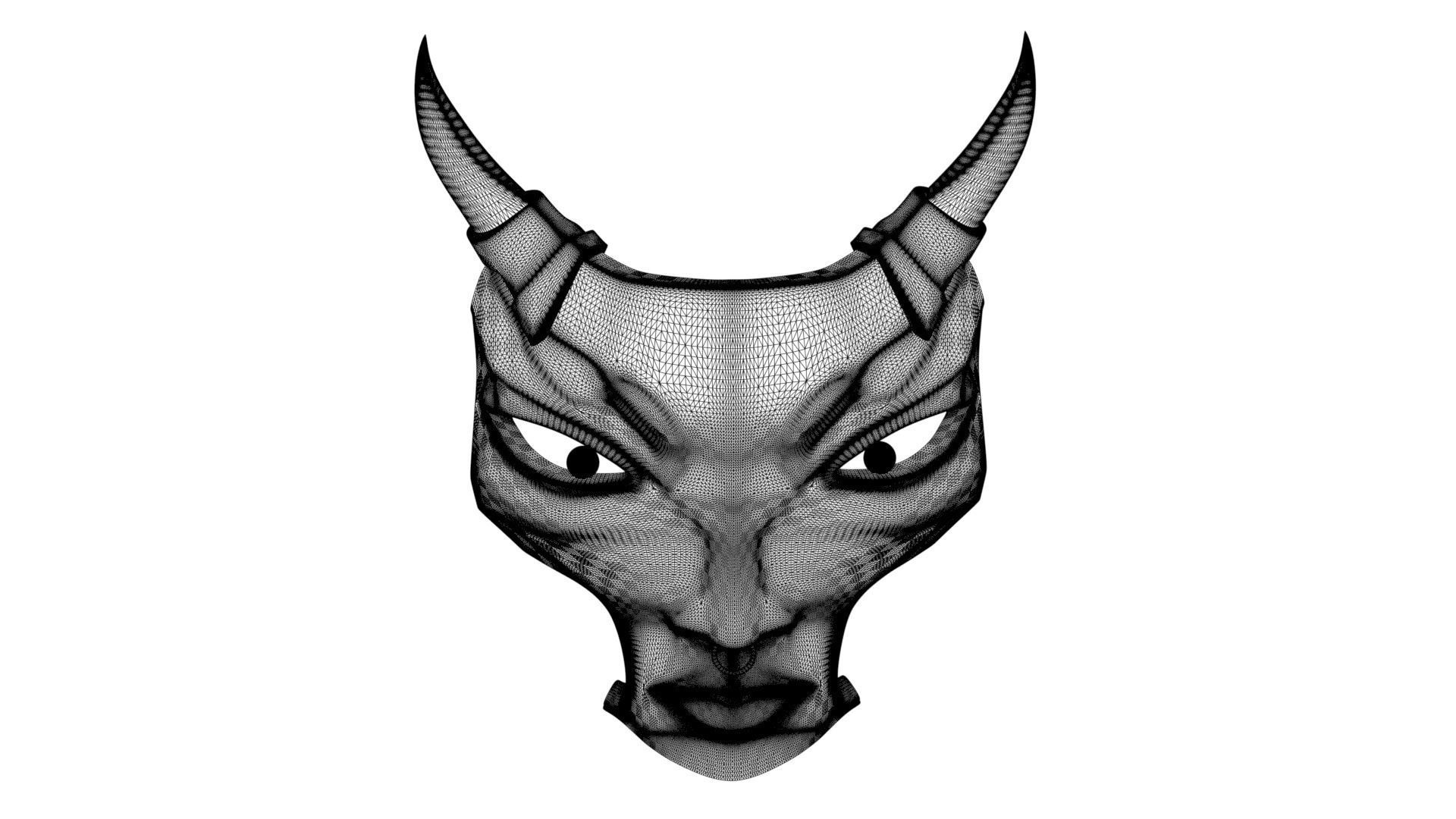 japanese yokai mask 2 Low-poly 3D model_13