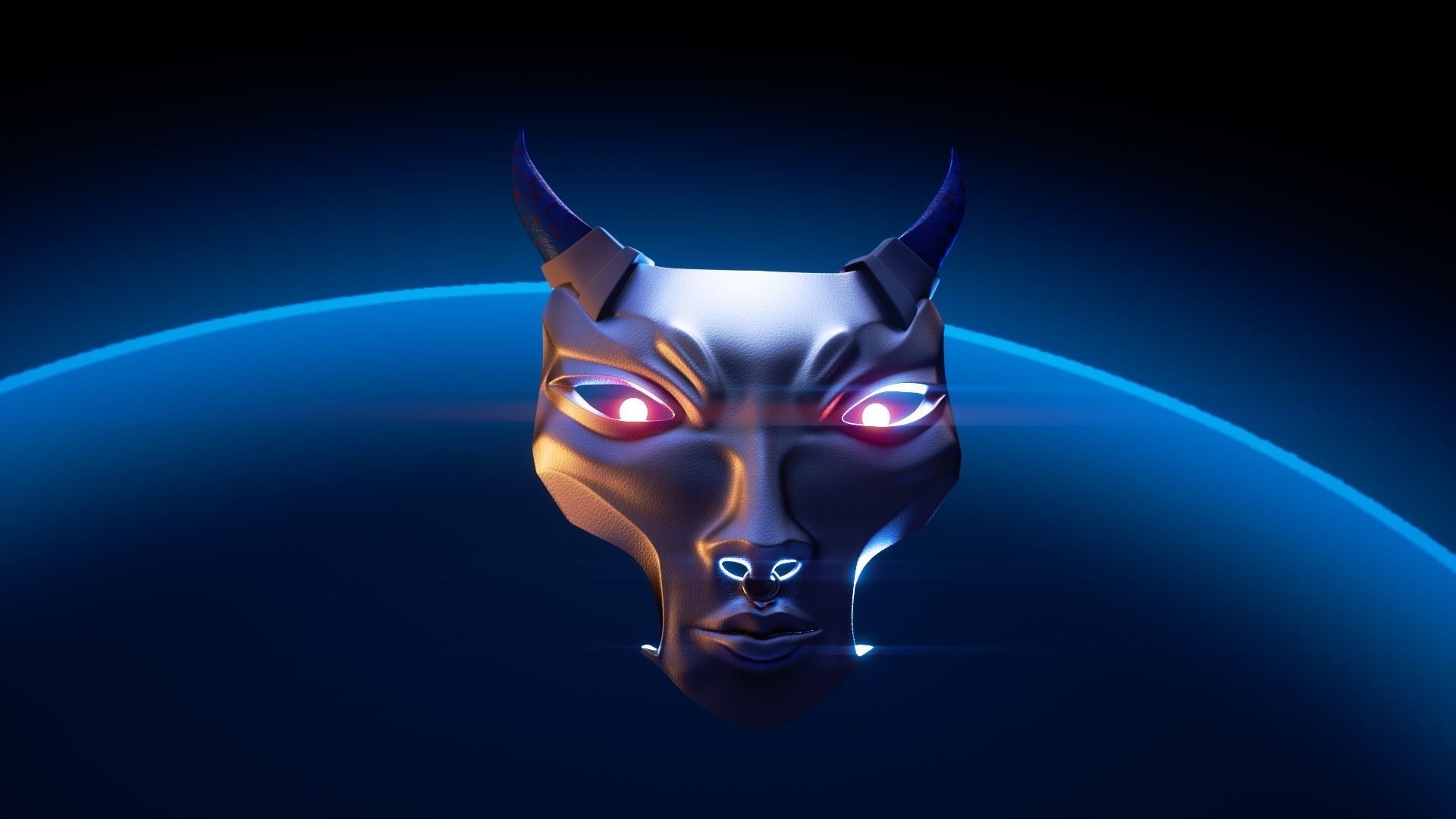 japanese yokai mask 2 Low-poly 3D model_2